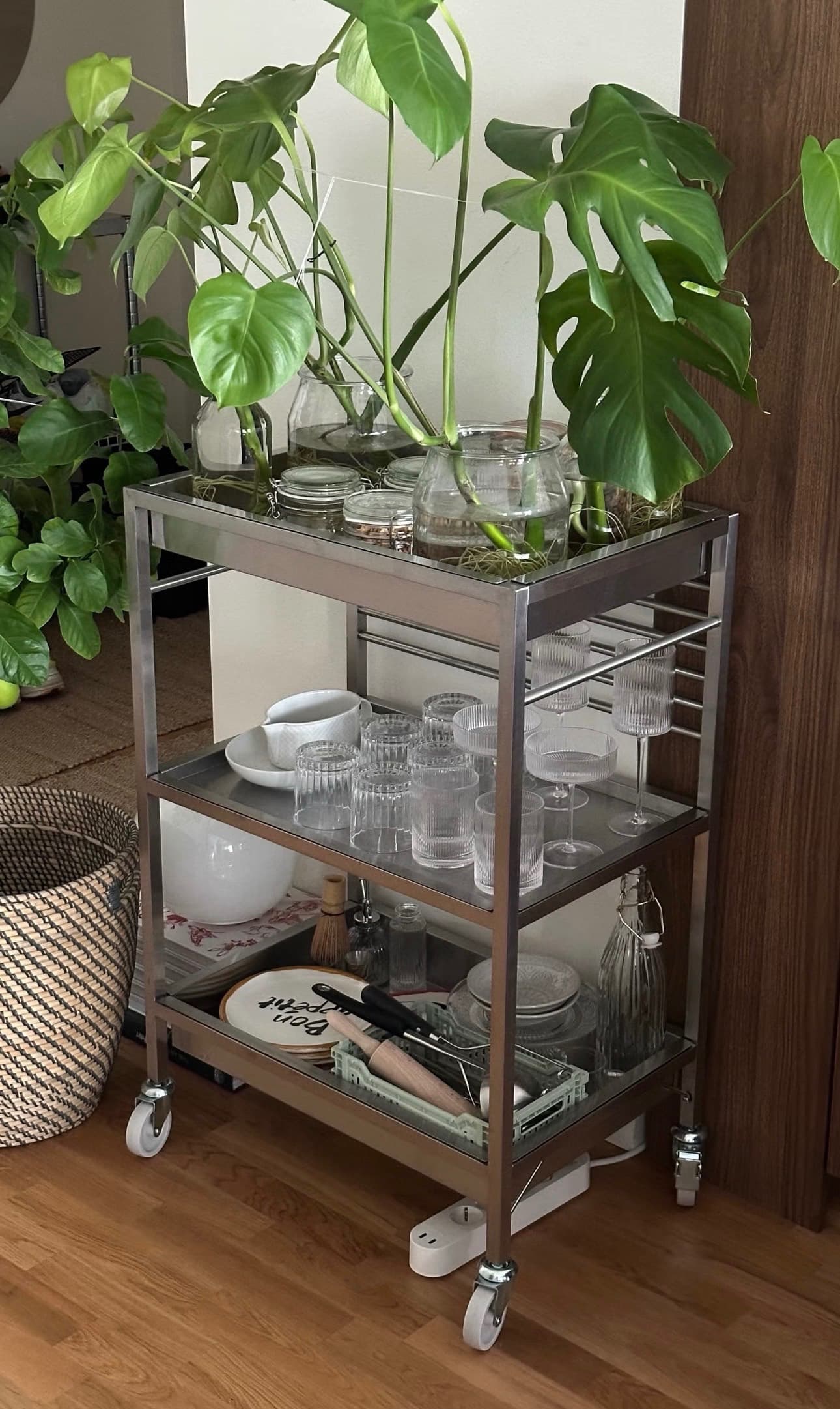 KUNGSFORS kitchen trolley, stainless steel, 60x40 cm