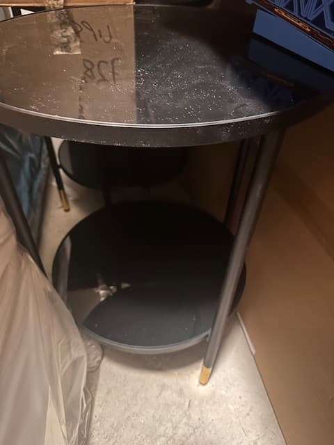 ÄSPERÖD side table, black/glass black, 45 cm