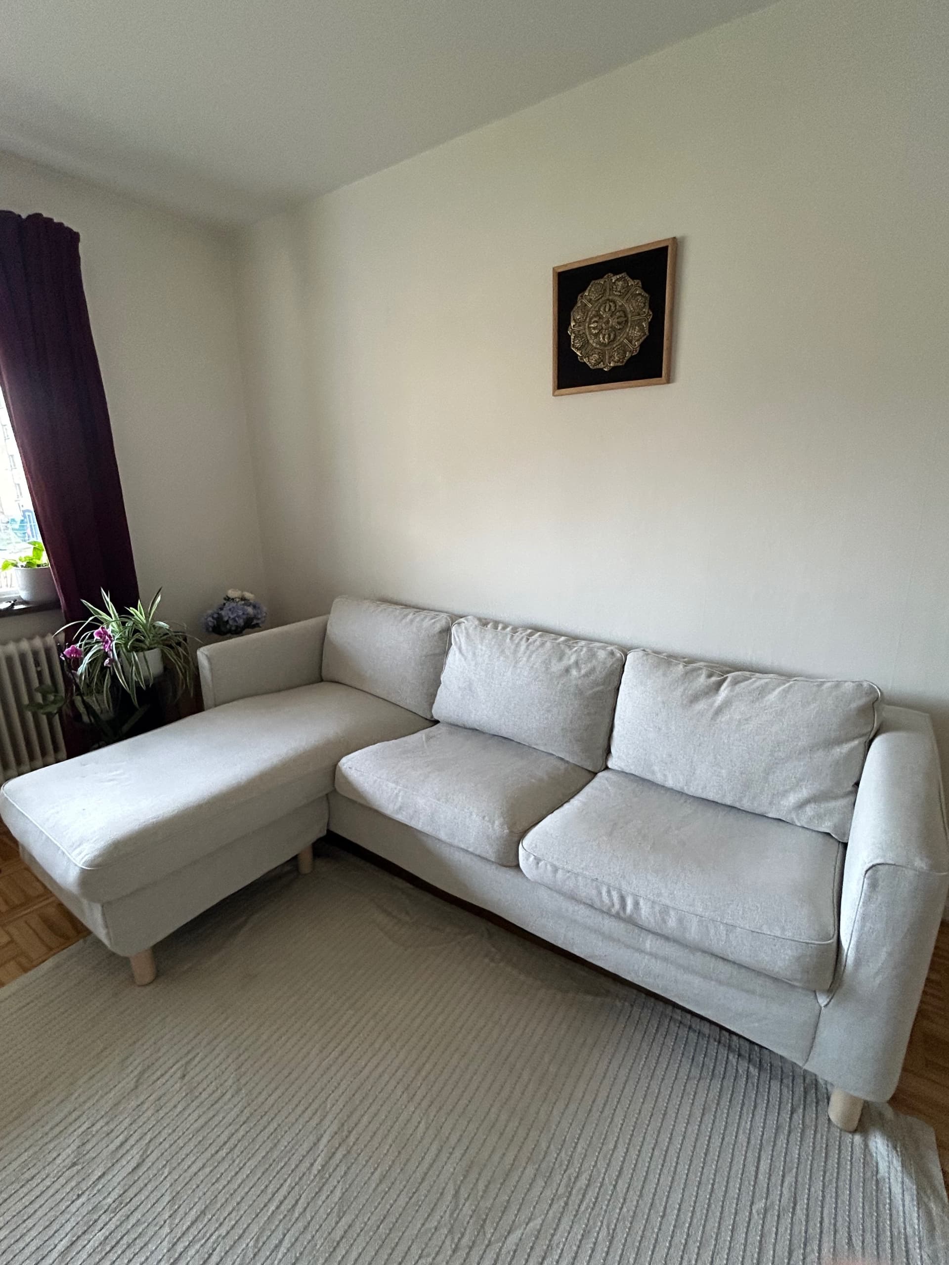 PÄRUP corner sofa, 4-seat, Vissle yellow-brown