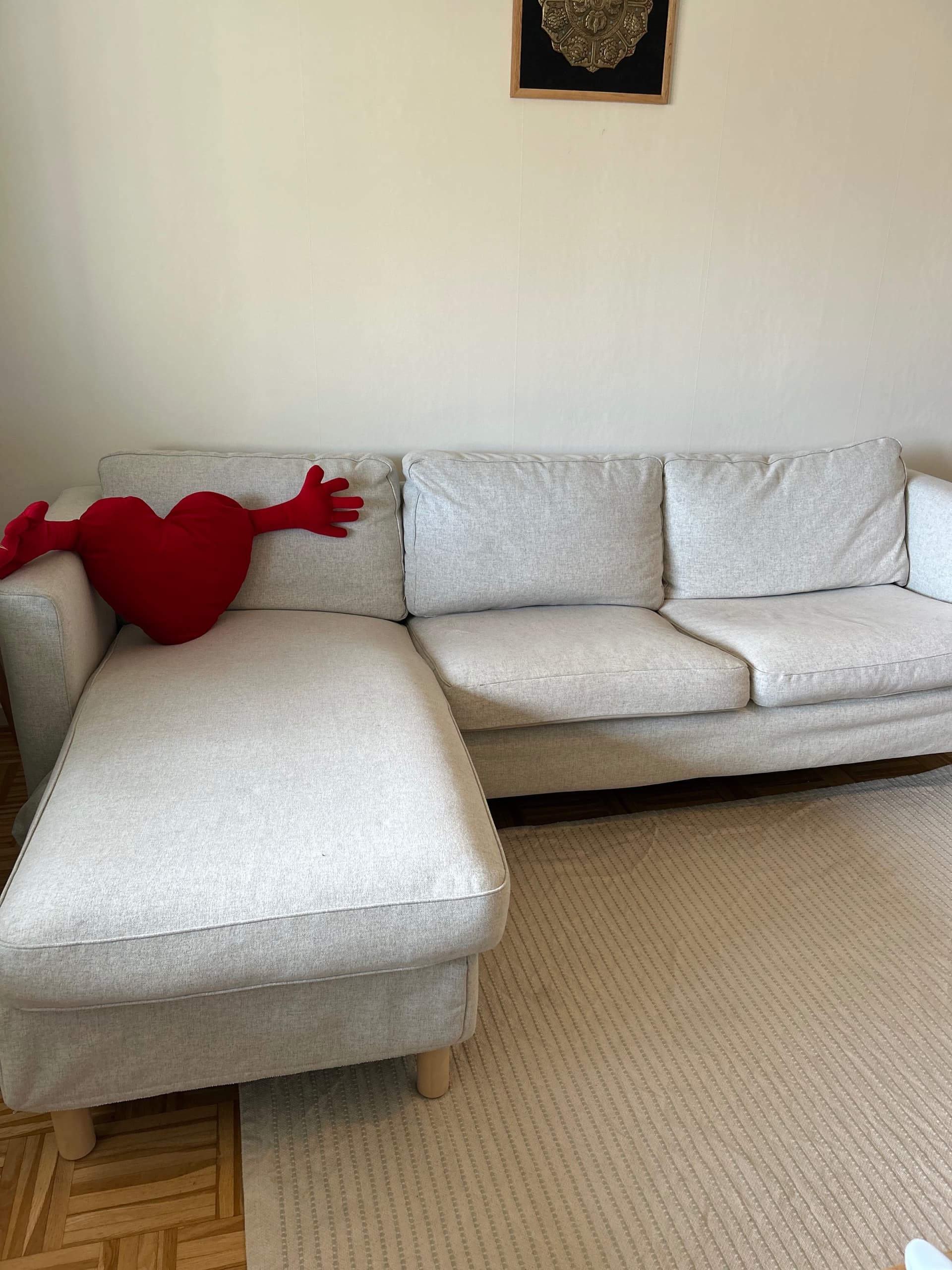SALTSJÖBADEN 3-seat sofa with chaise longue, Fridtuna light beige
