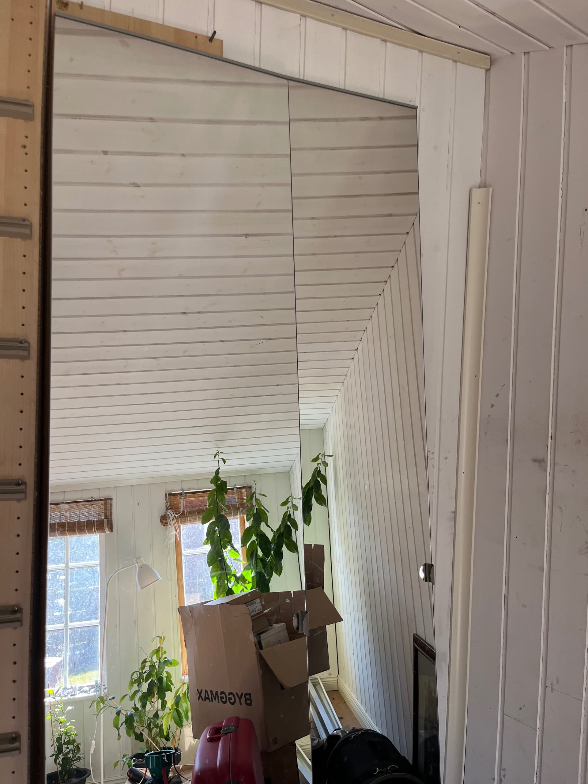 ÅHEIM door with hinges, mirror glass, 50x229 cm