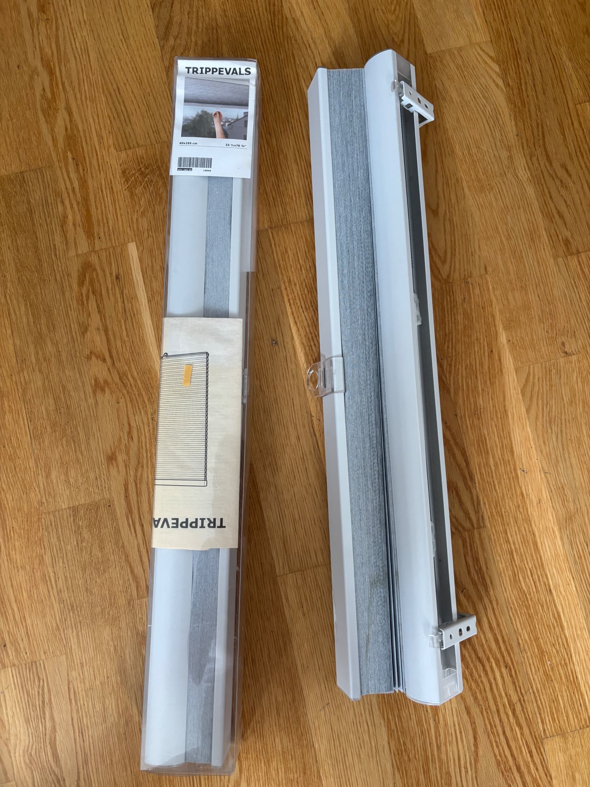 TRIPPEVALS mörkläggande plisségardin, vit, 60x195 cm