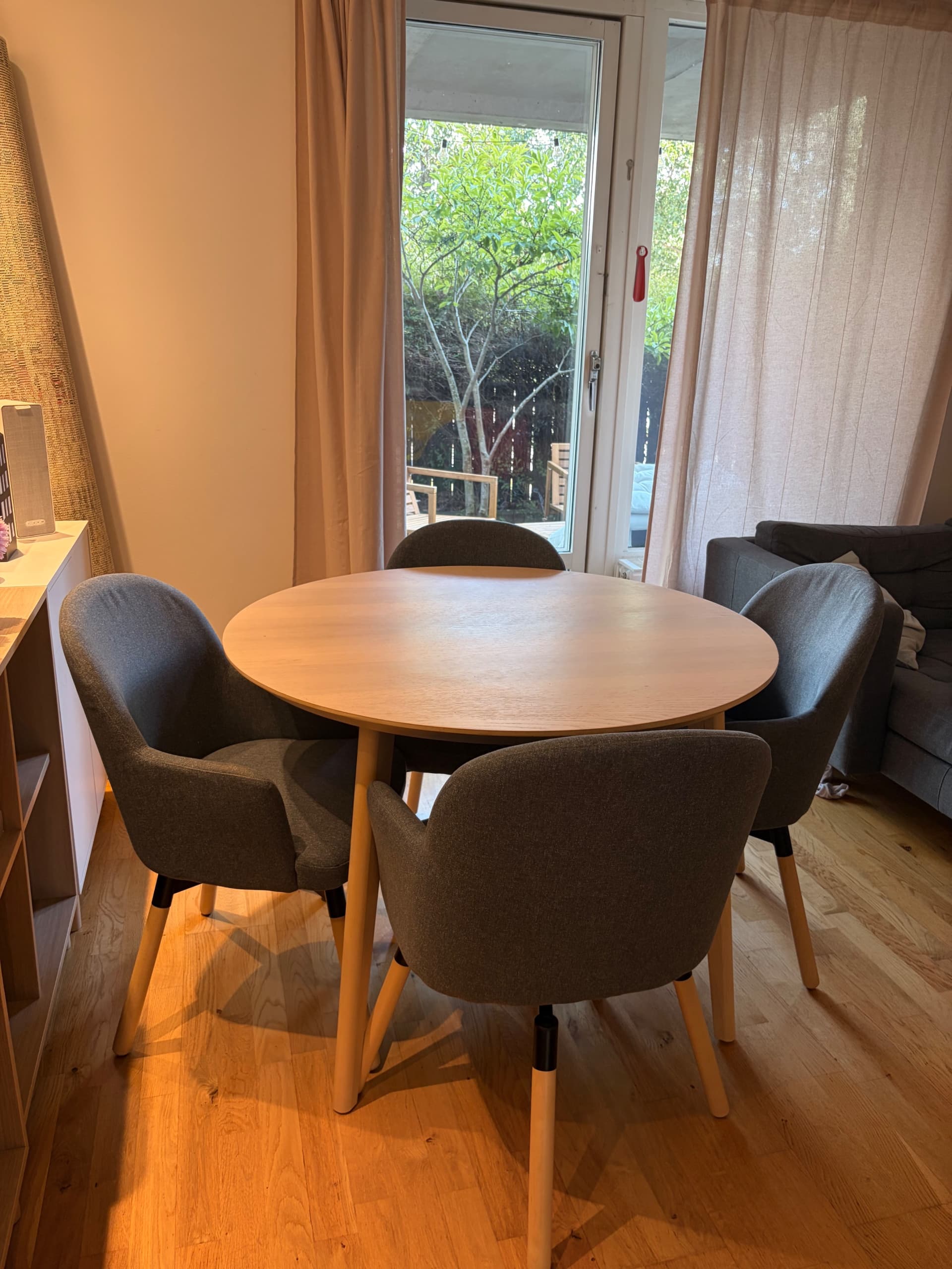 LISABO + JANOLOF table, ash veneer, 105 cm
