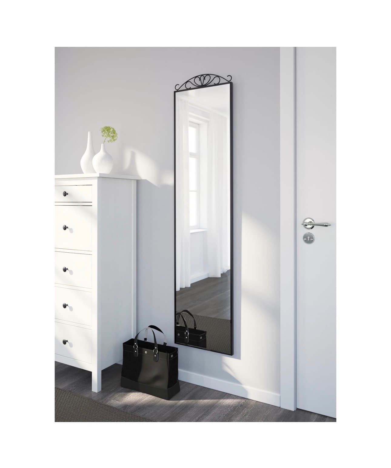 KARMSUND standing mirror, black, 40x167 cm