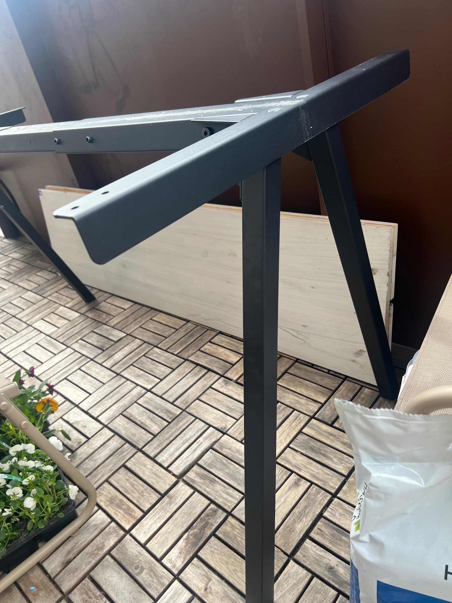 TROTTEN underframe for table top, anthracite, 140/160 cm