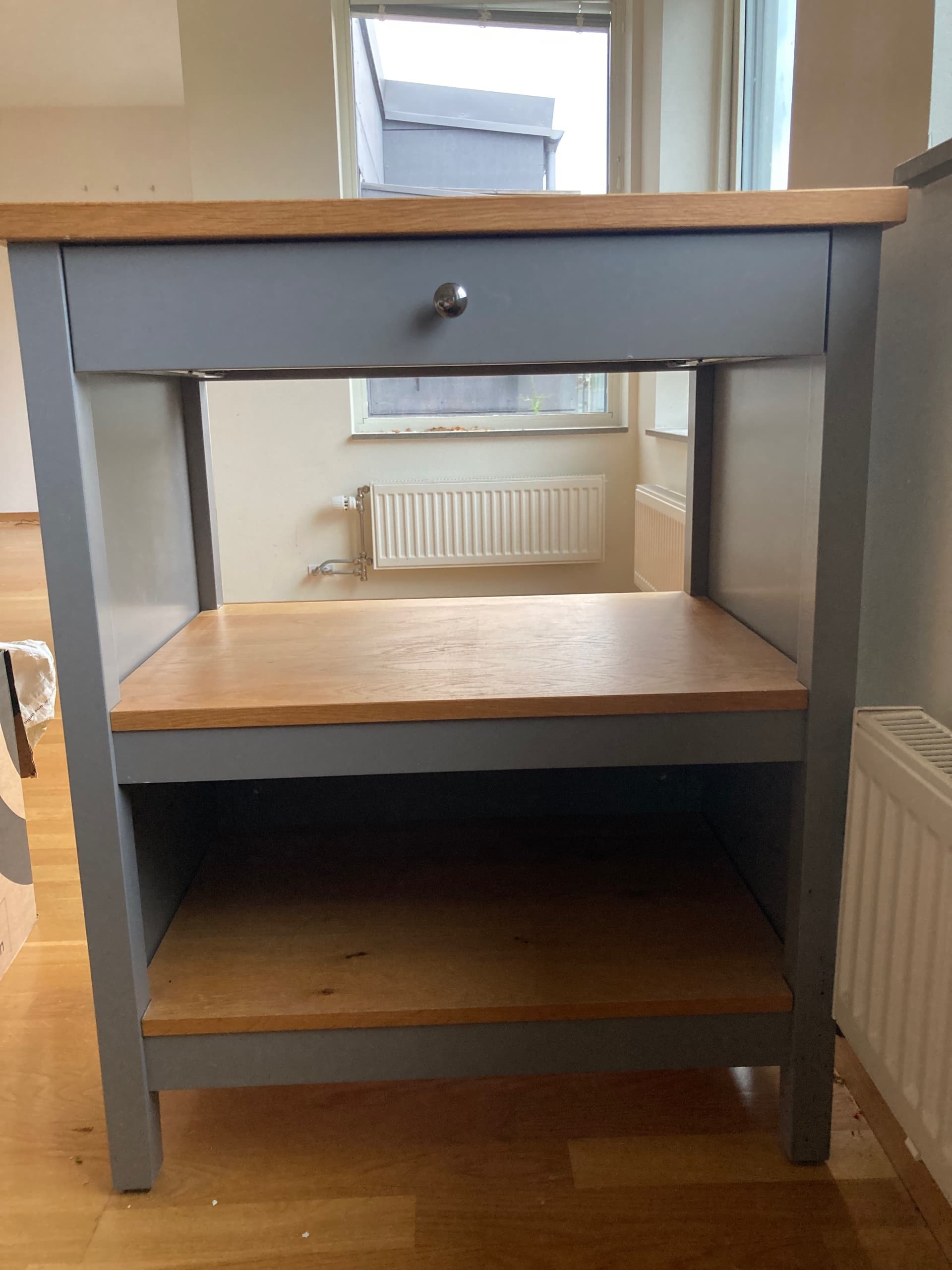 TORNVIKEN kitchen island, grey/oak, 72x52 cm
