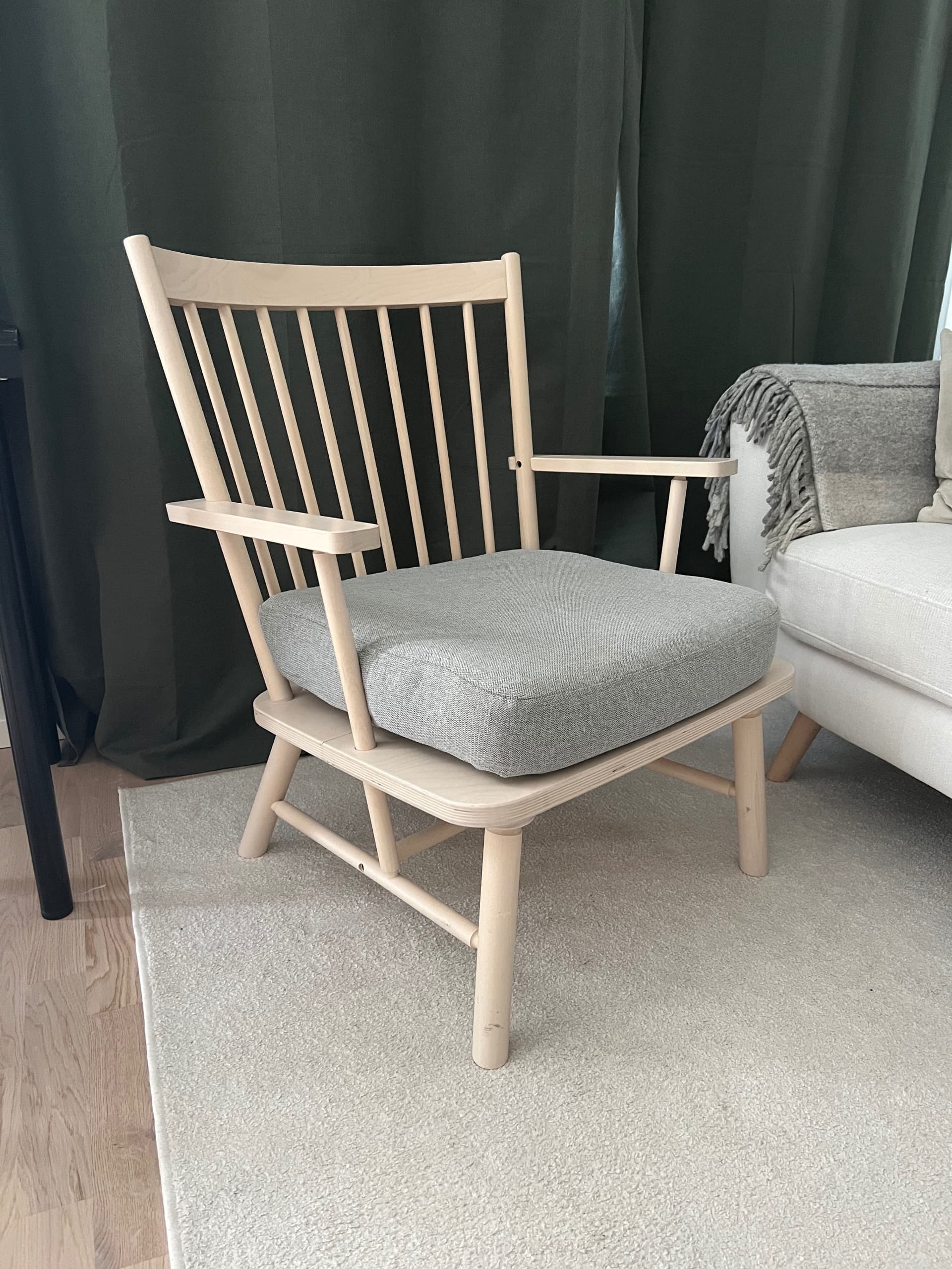 PINNFÅTÖLJ PERSBOL fåtölj, björk/Tibbleby beige/grå