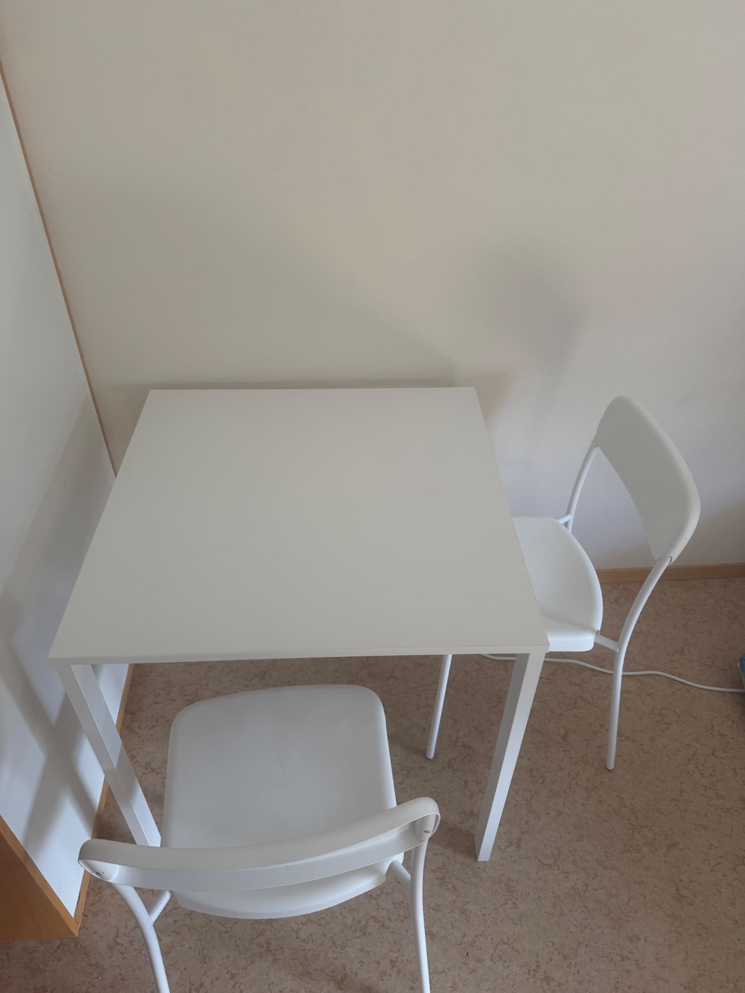 VIHALS / VIHALS table and 2 chairs, white/white, 84/120x74 cm
