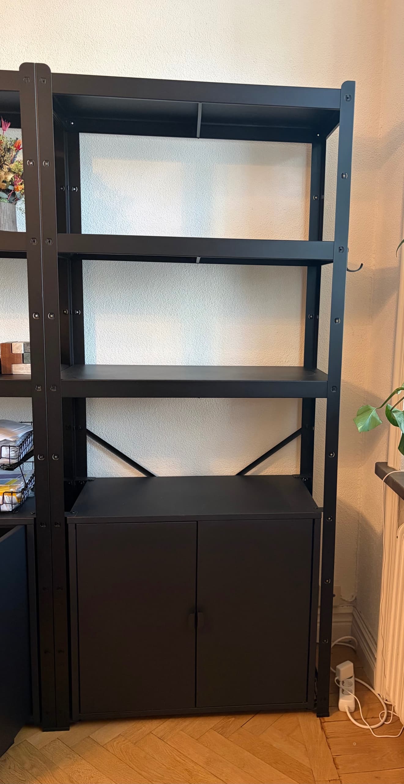BROR shelving unit with cabinet, black, 85x40x190 cm