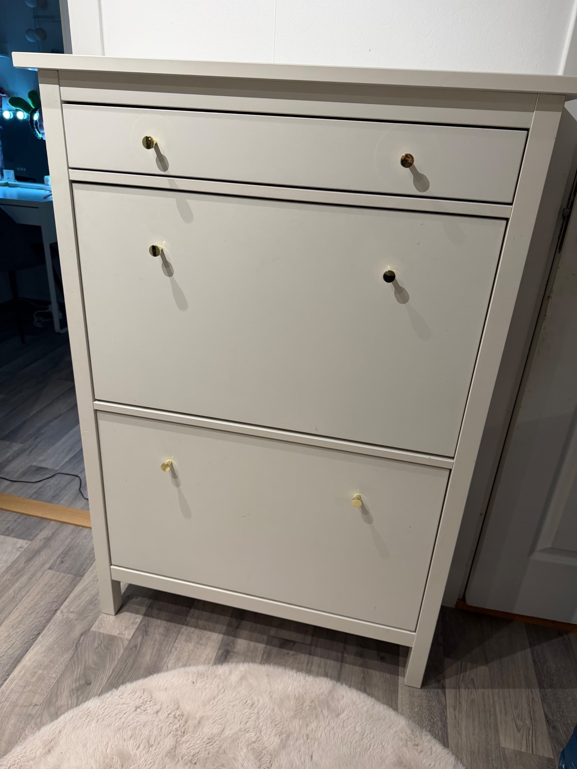HEMNES Skoskåp 2 fack, vit, 89x127 cm
