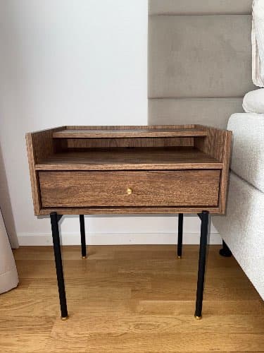 RÅDMANSÖ bedside table, brown walnut effect, 54x38x58 cm