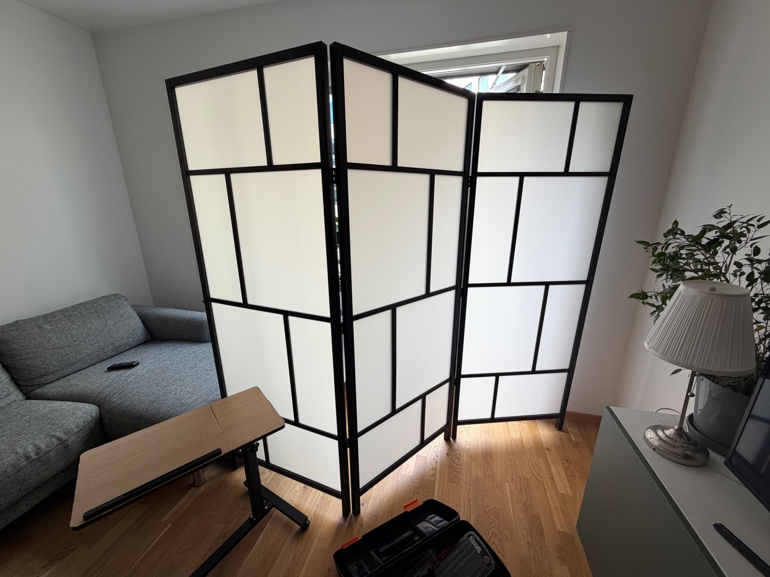 RISÖR skärmvägg, vit/svart, 216x185 cm