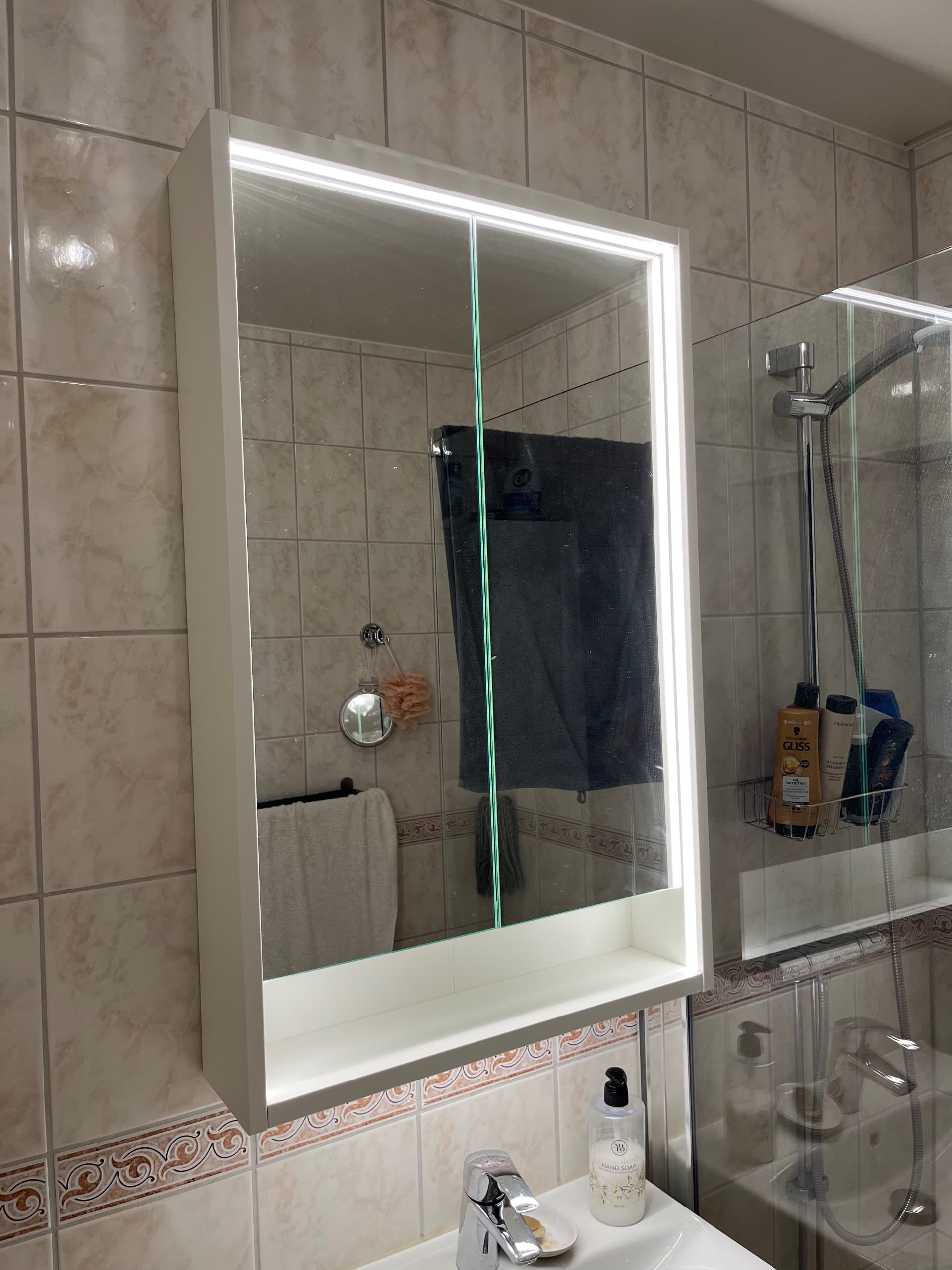 FAXÄLVEN mirror with built-in lighting, 60x95 cm