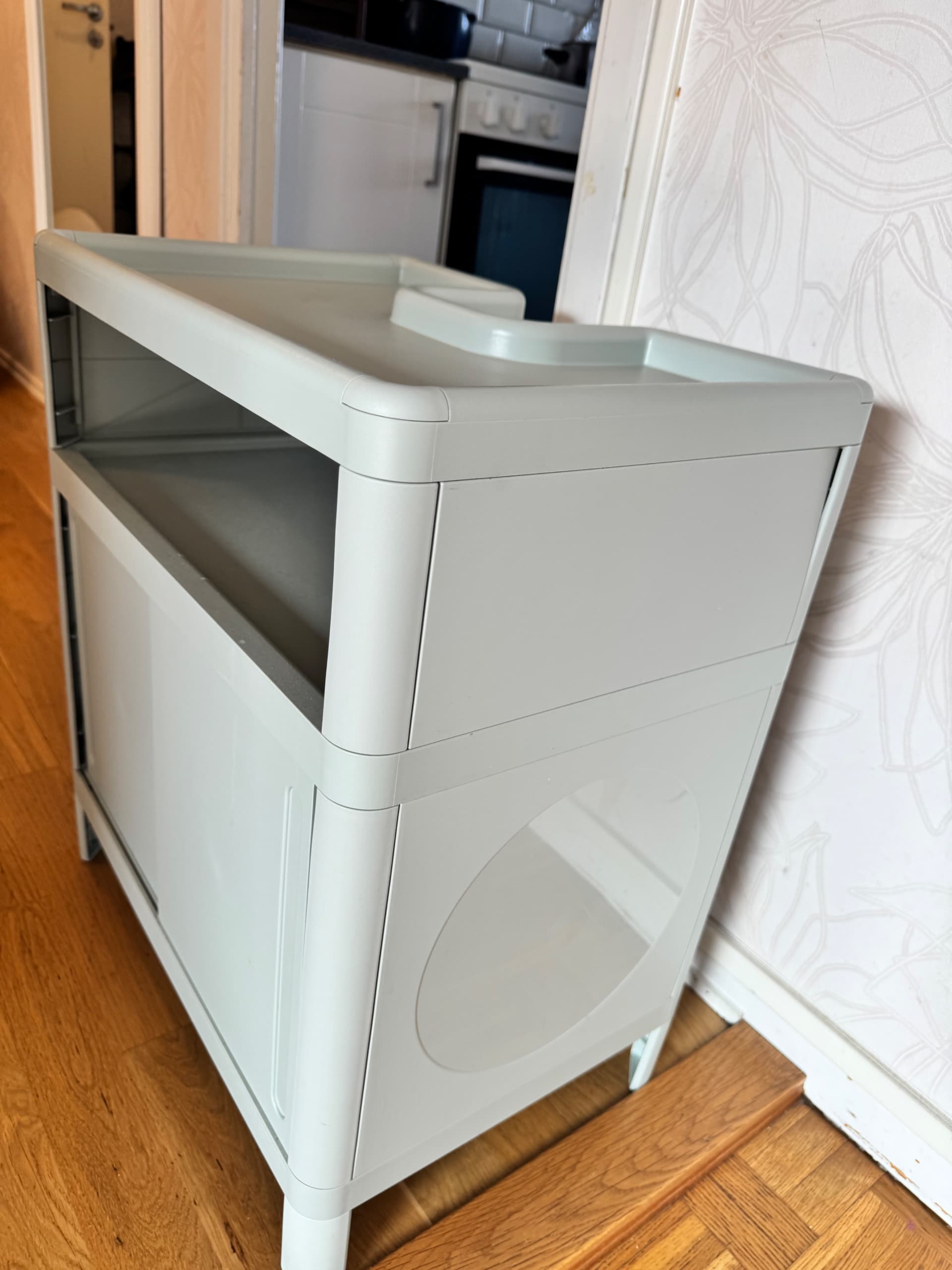 IVÖSJÖN wash-basin base cabinet, with sliding doors/green, 50x33x57 cm