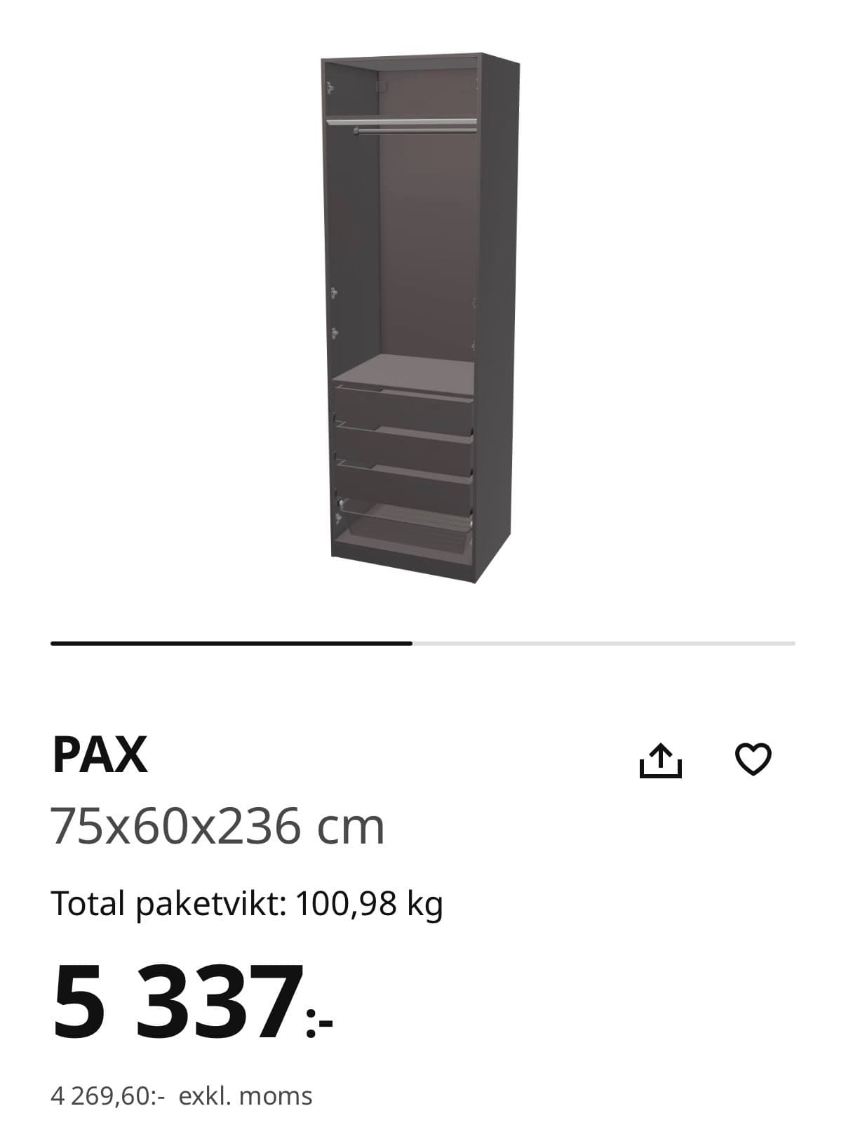 PAX garderober med dörr och skjutdörr