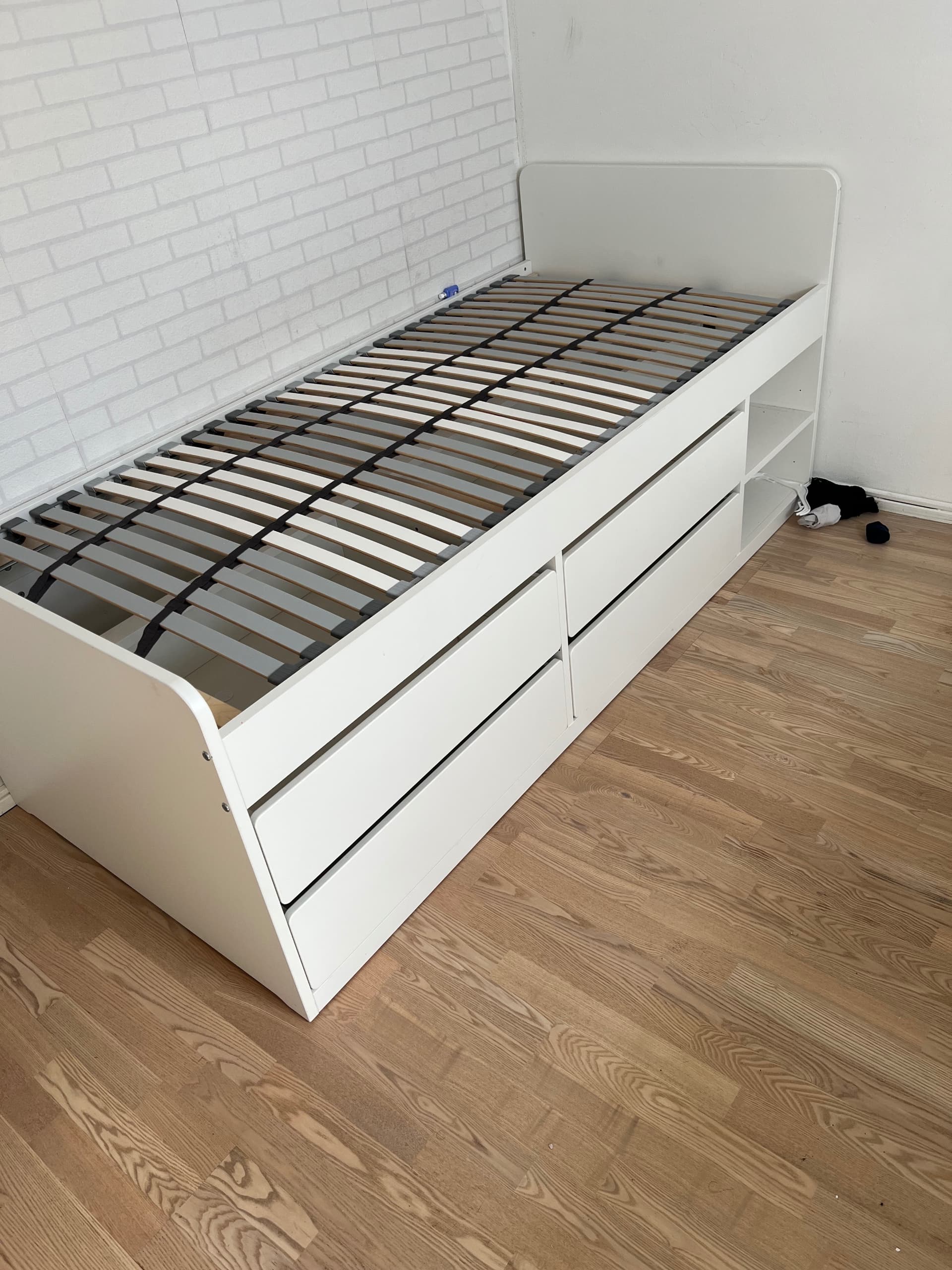VIHALS sängstomme med 2 sänglådor, vit/Luröy, 90x200 cm
