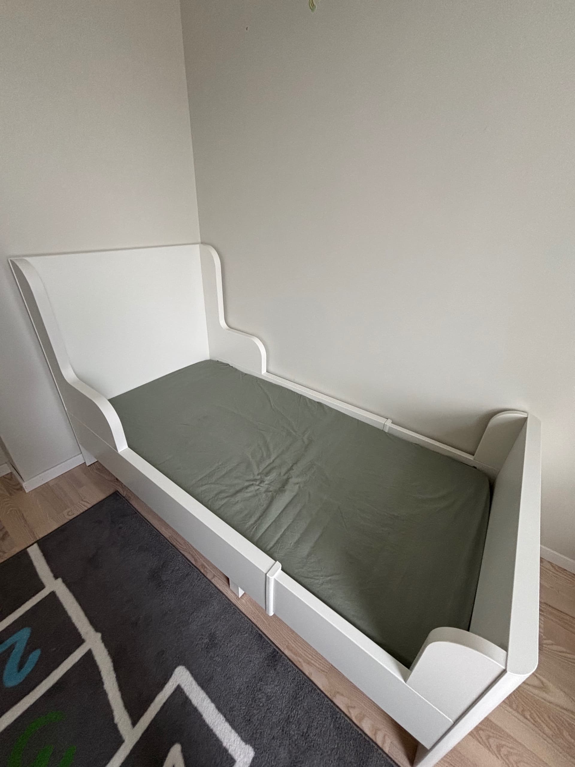BUSUNGE extendable bed, white, 80x200 cm