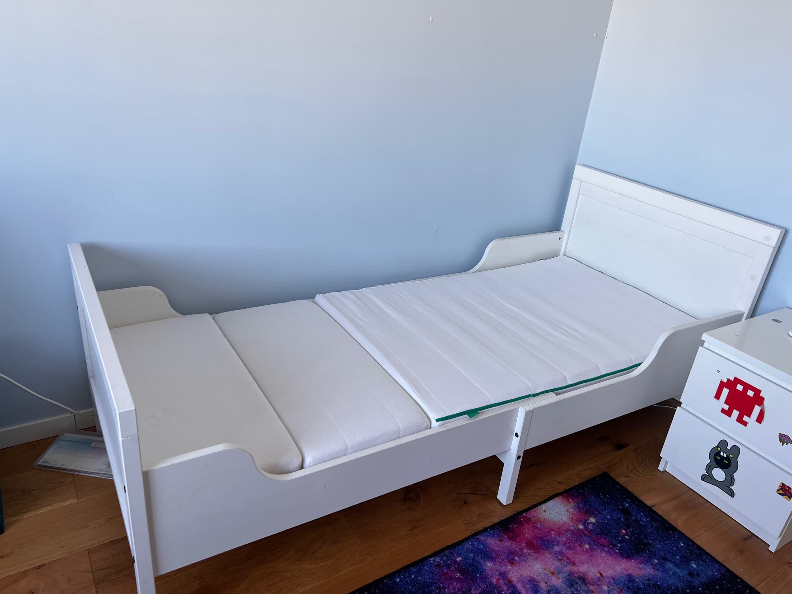 SUNDVIK utdragbar sängstomme med ribbotten, vit, 80x200 cm