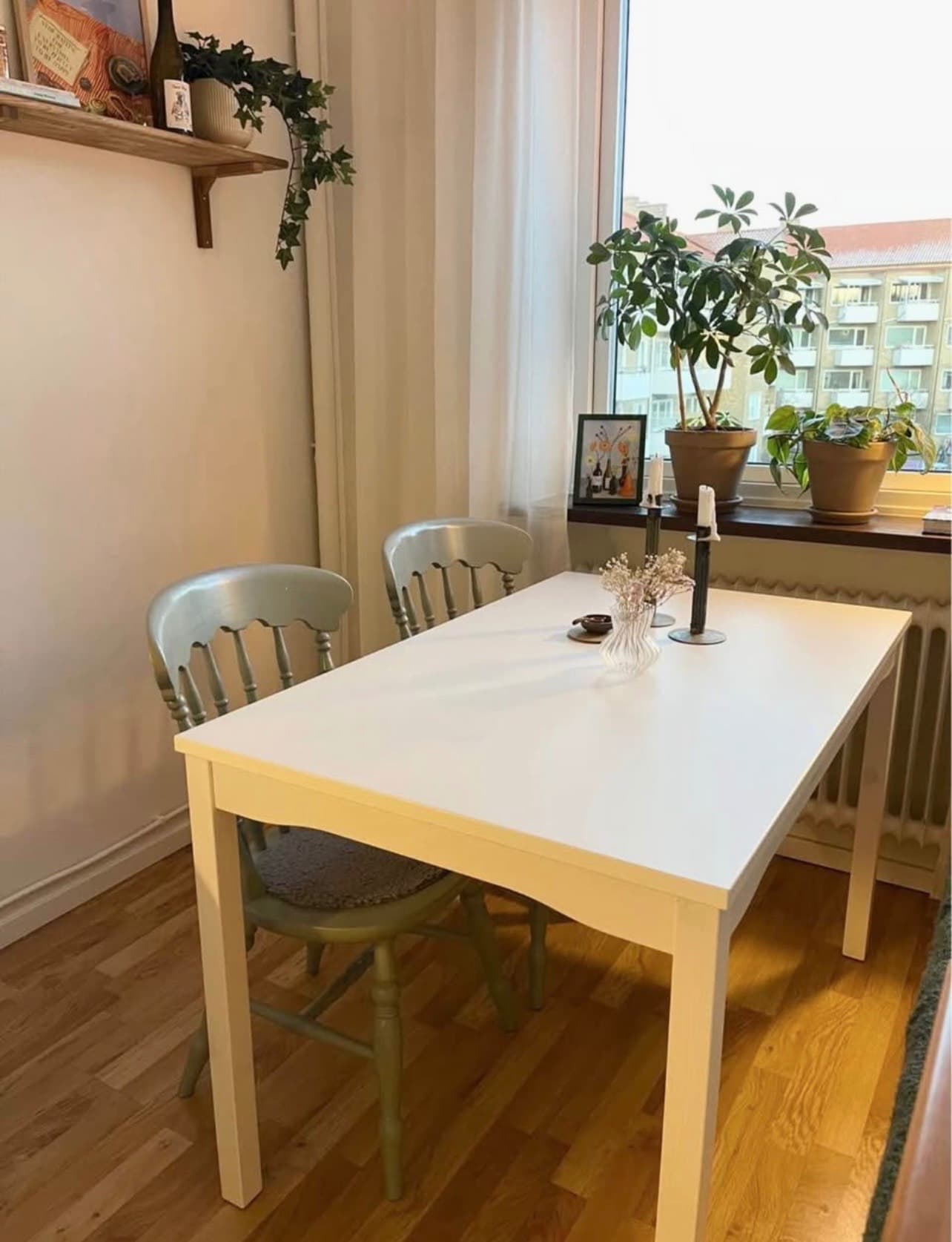 HAUGA table, white/birch veneer, 118x74 cm