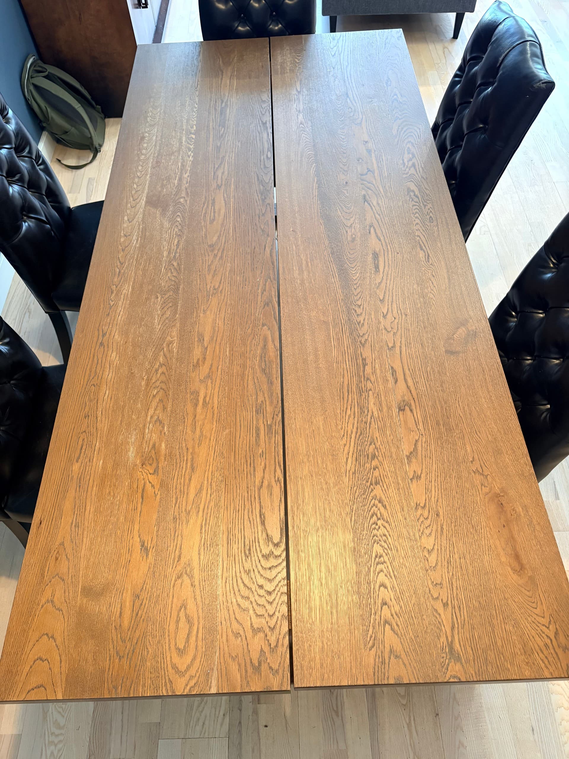 MÖRBYLÅNGA table, oak veneer brown stained, 220x100 cm