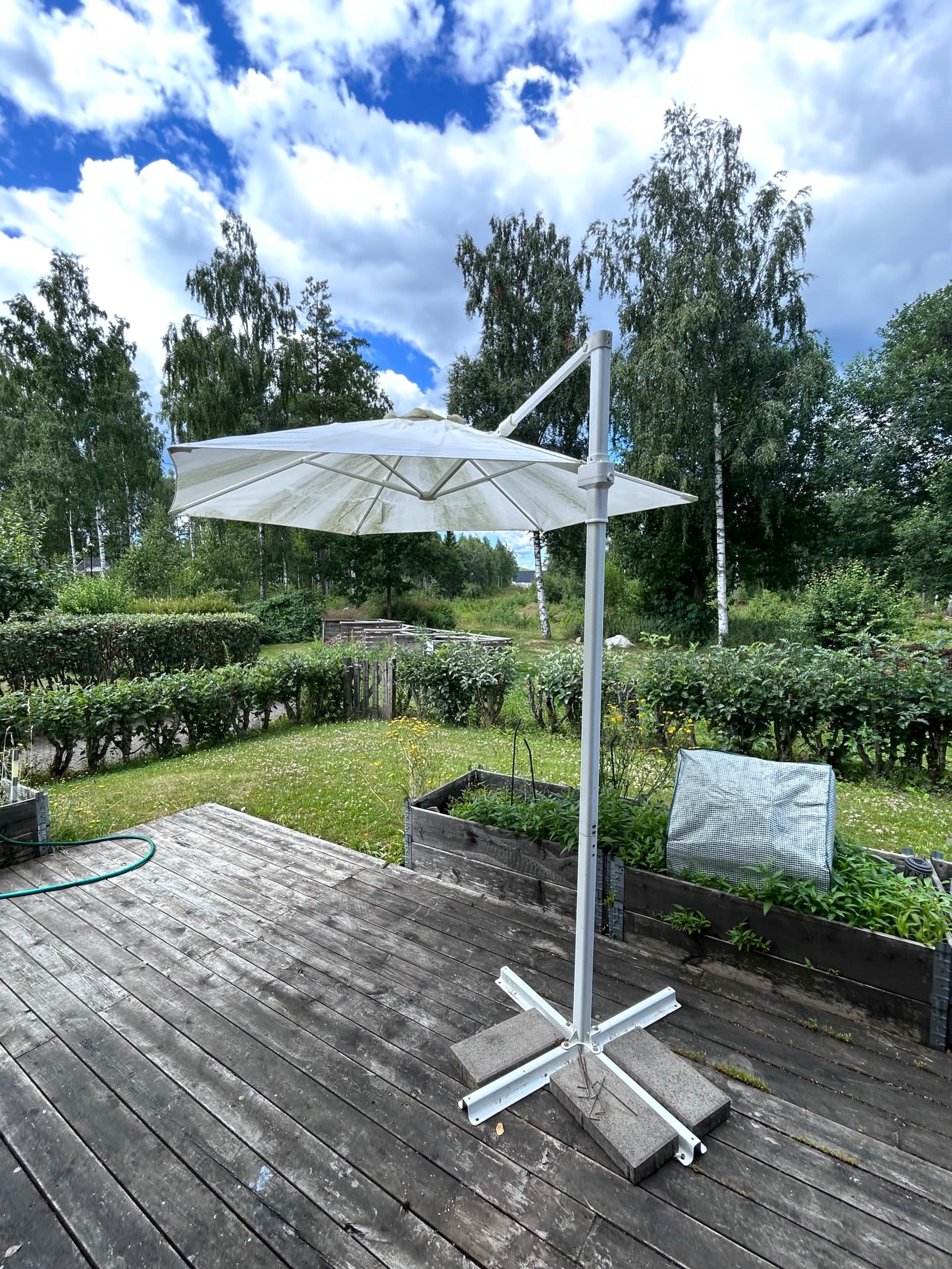 HÖGÖN parasol, hanging, grey, 270 cm