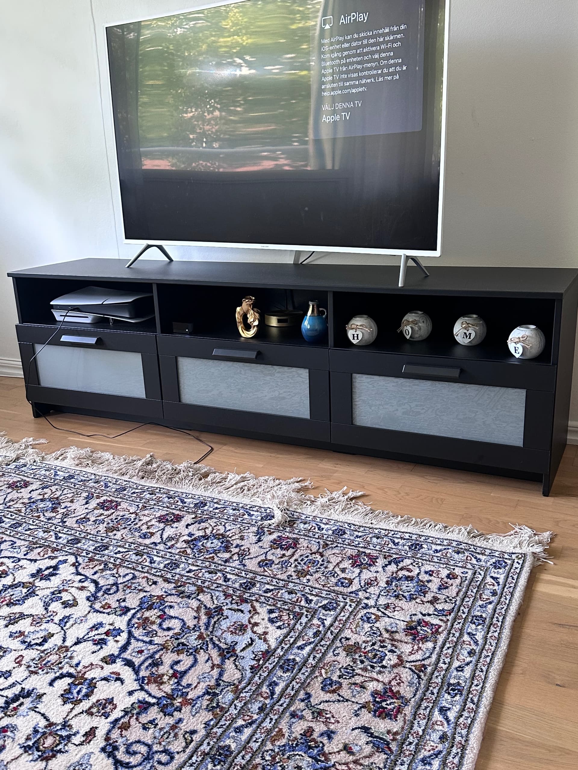 BRIMNES TV bench, black, 180x41x53 cm