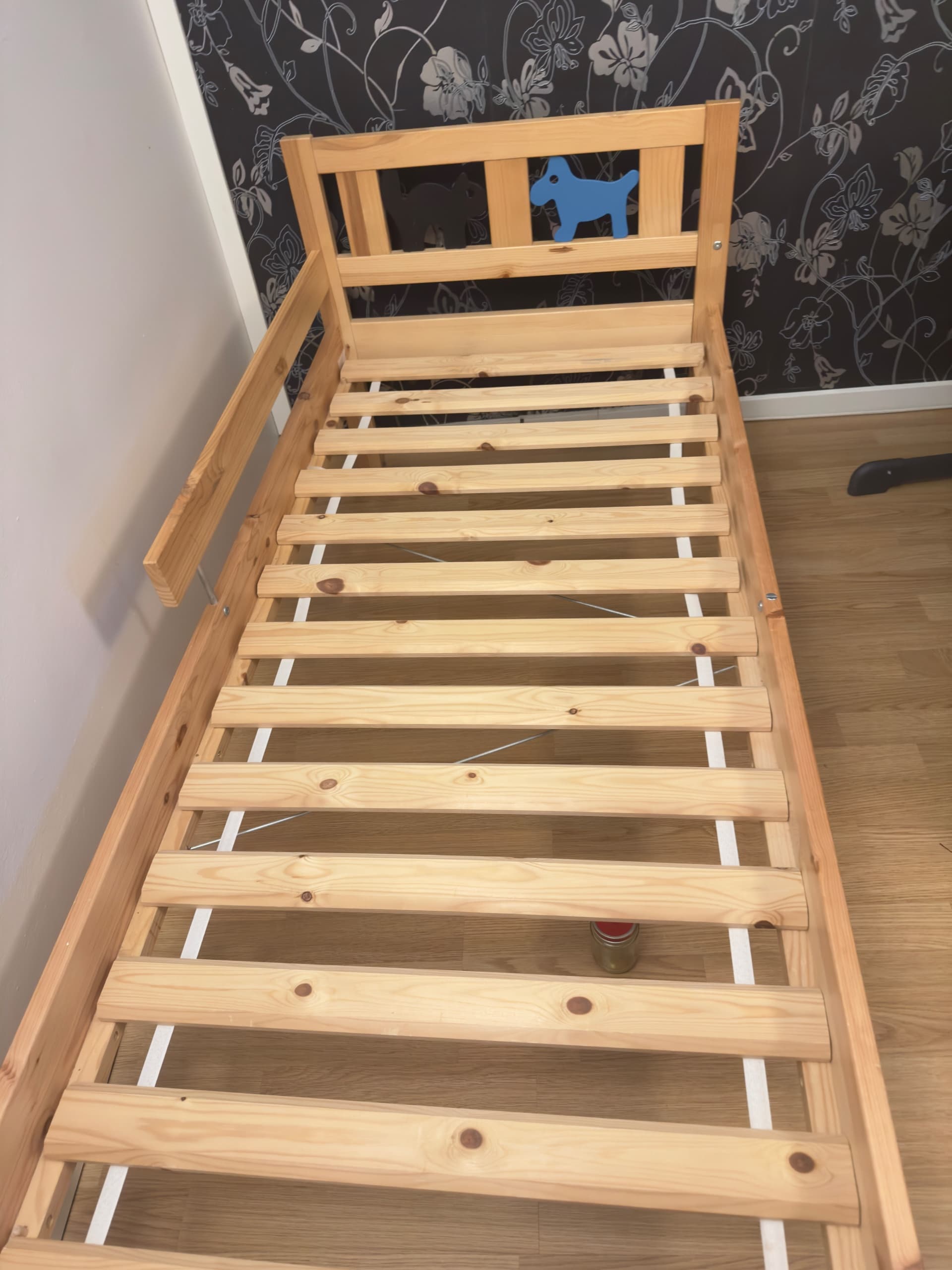 SNIGLAR bed frame with slatted bed base, beech, 70x160 cm