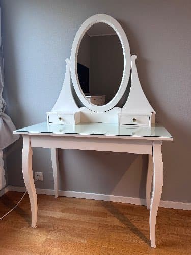 HEMNES Toalettbord med spegel, vit, 100x50 cm