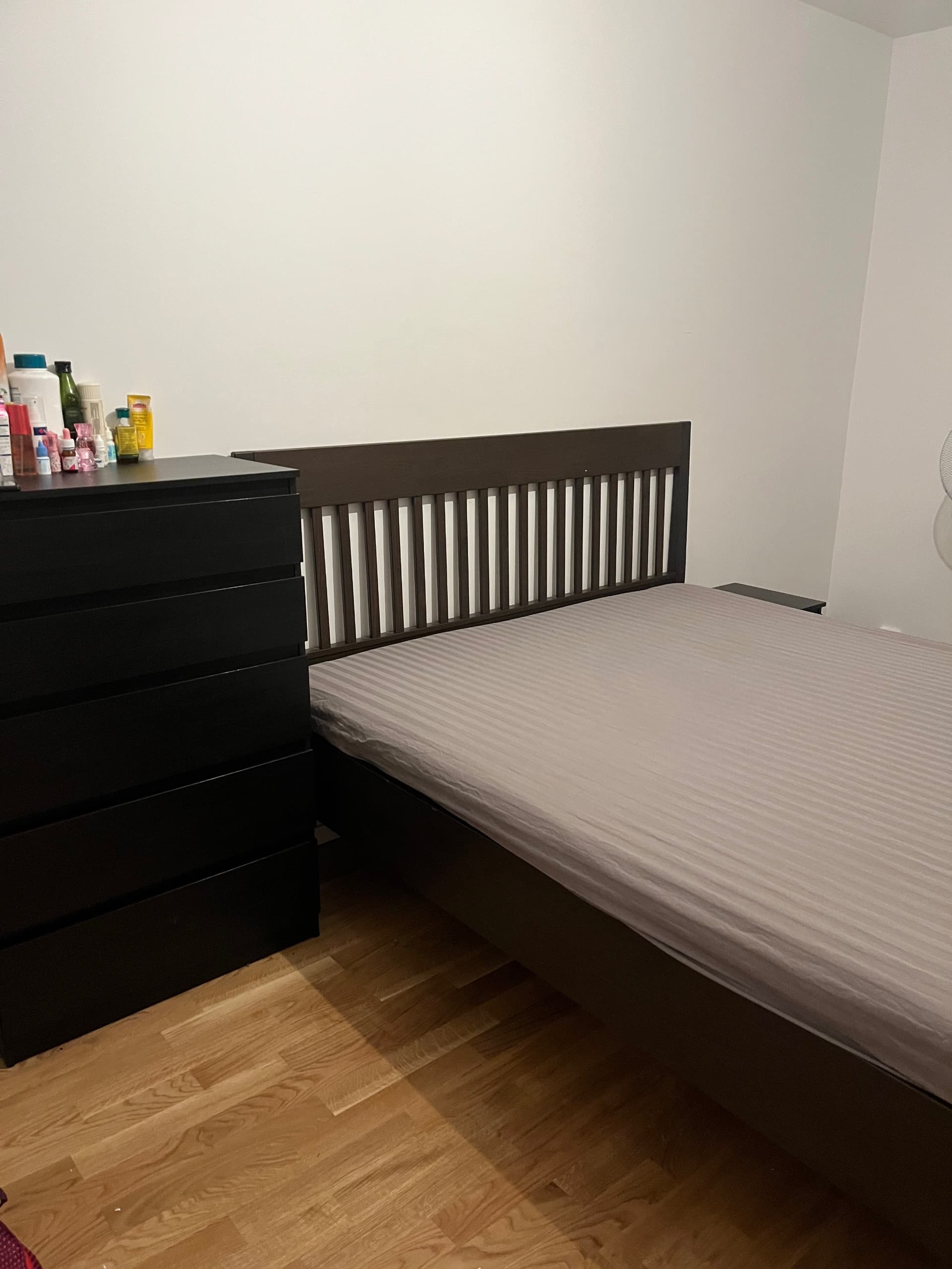 IDANÄS bed frame with storage, dark brown/Luröy, 160x200 cm