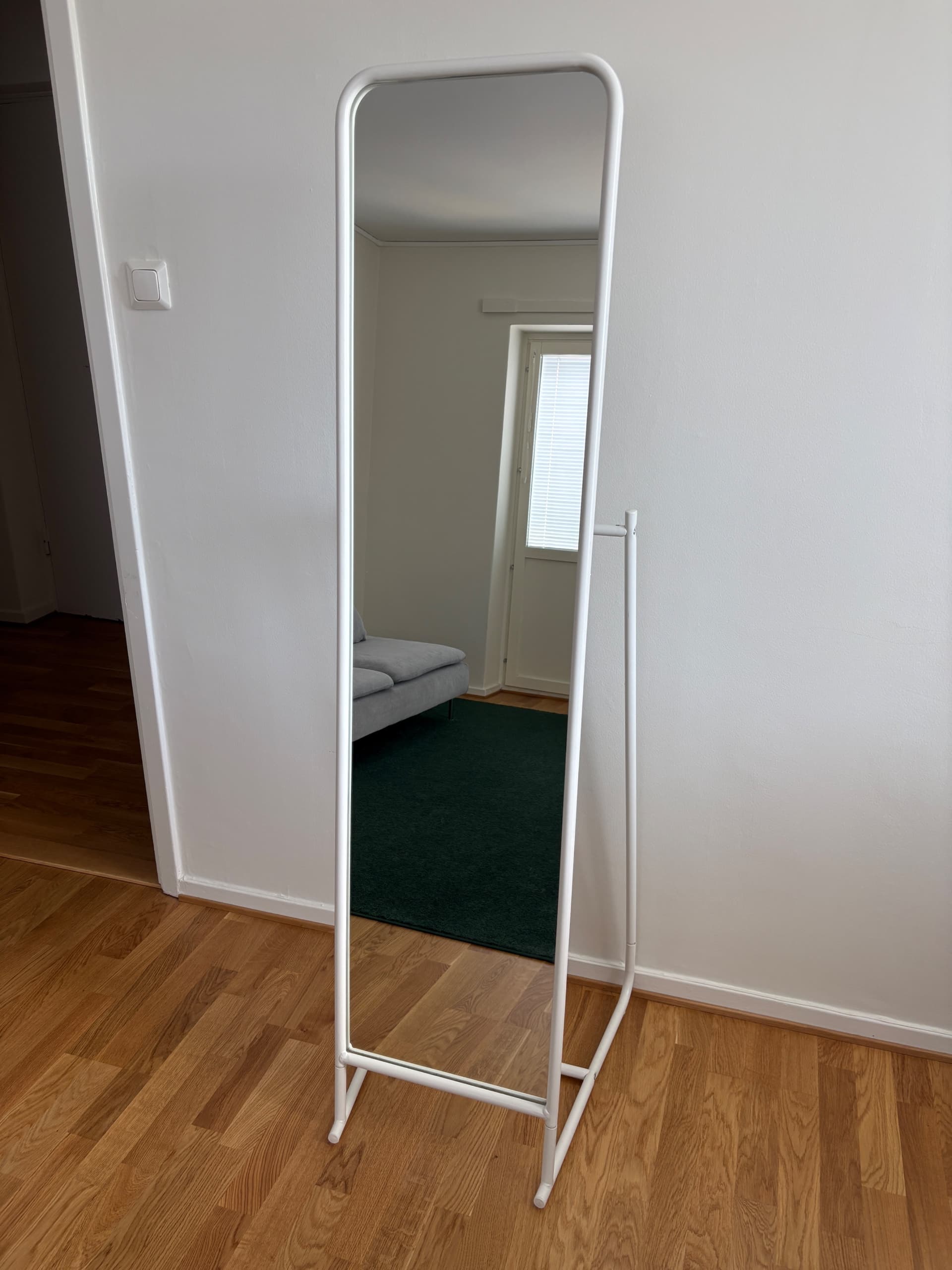 KNAPPER standing mirror, white, 48x160 cm