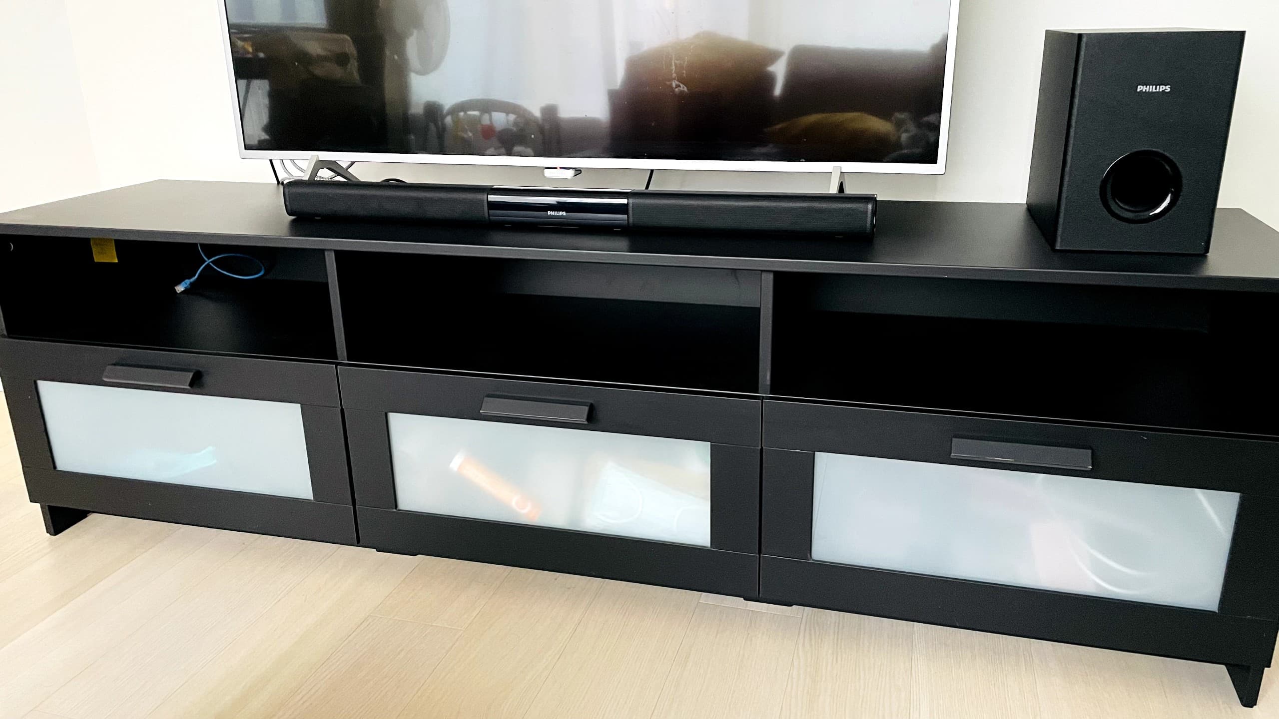 BRIMNES Tv-bänk, svart, 180x41x53 cm