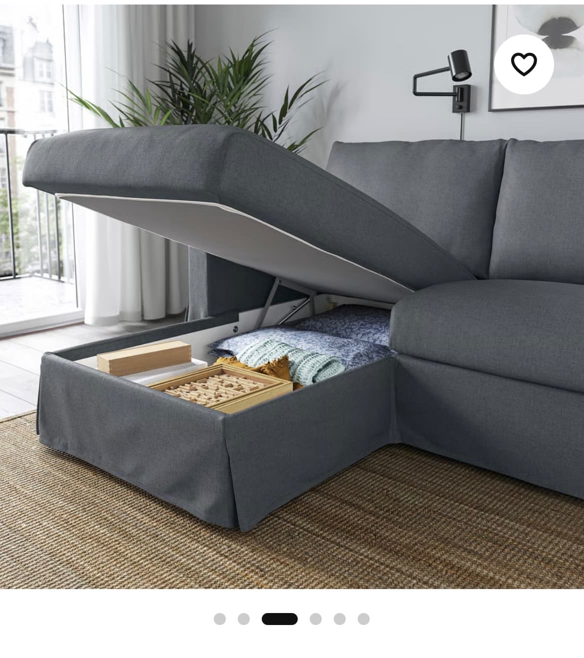 HYLTARP 3-seat sofa w chaise longue, left, Gransel grey