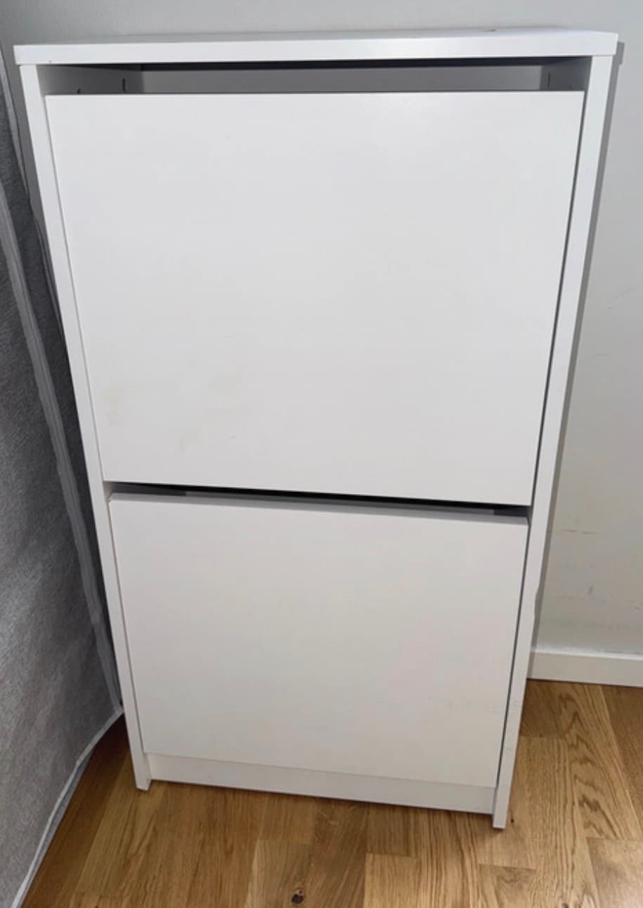 BISSA shoe cabinet with 2 compartments, white, 49x28x93 cm