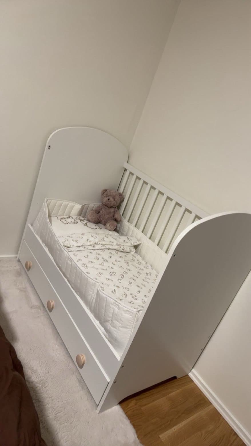 GONATT cot with drawer, white, 60x120 cm