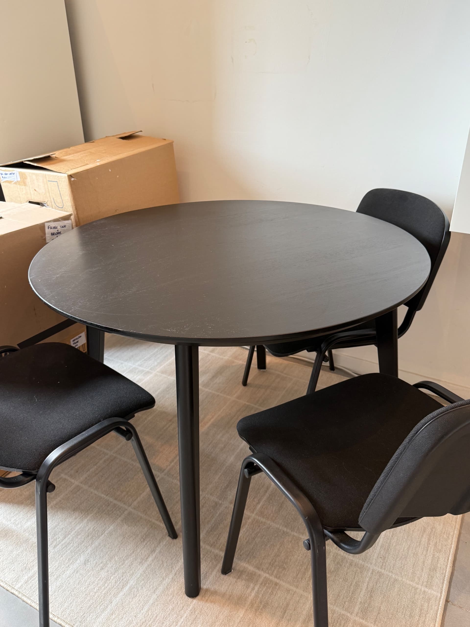 LISABO table, black/ash veneer, 105 cm
