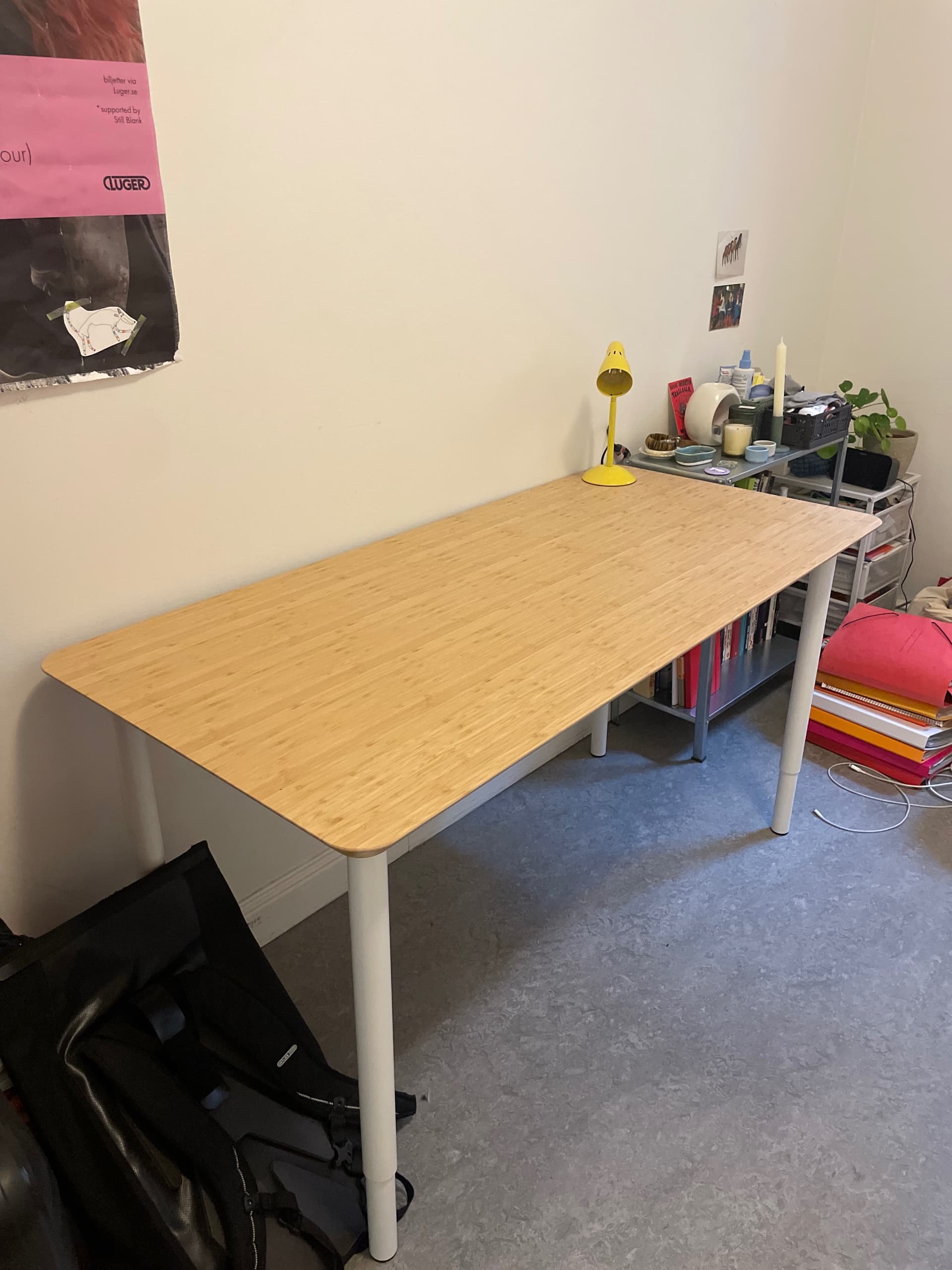 ANFALLARE / ADILS desk, bamboo/white, 140x65 cm
