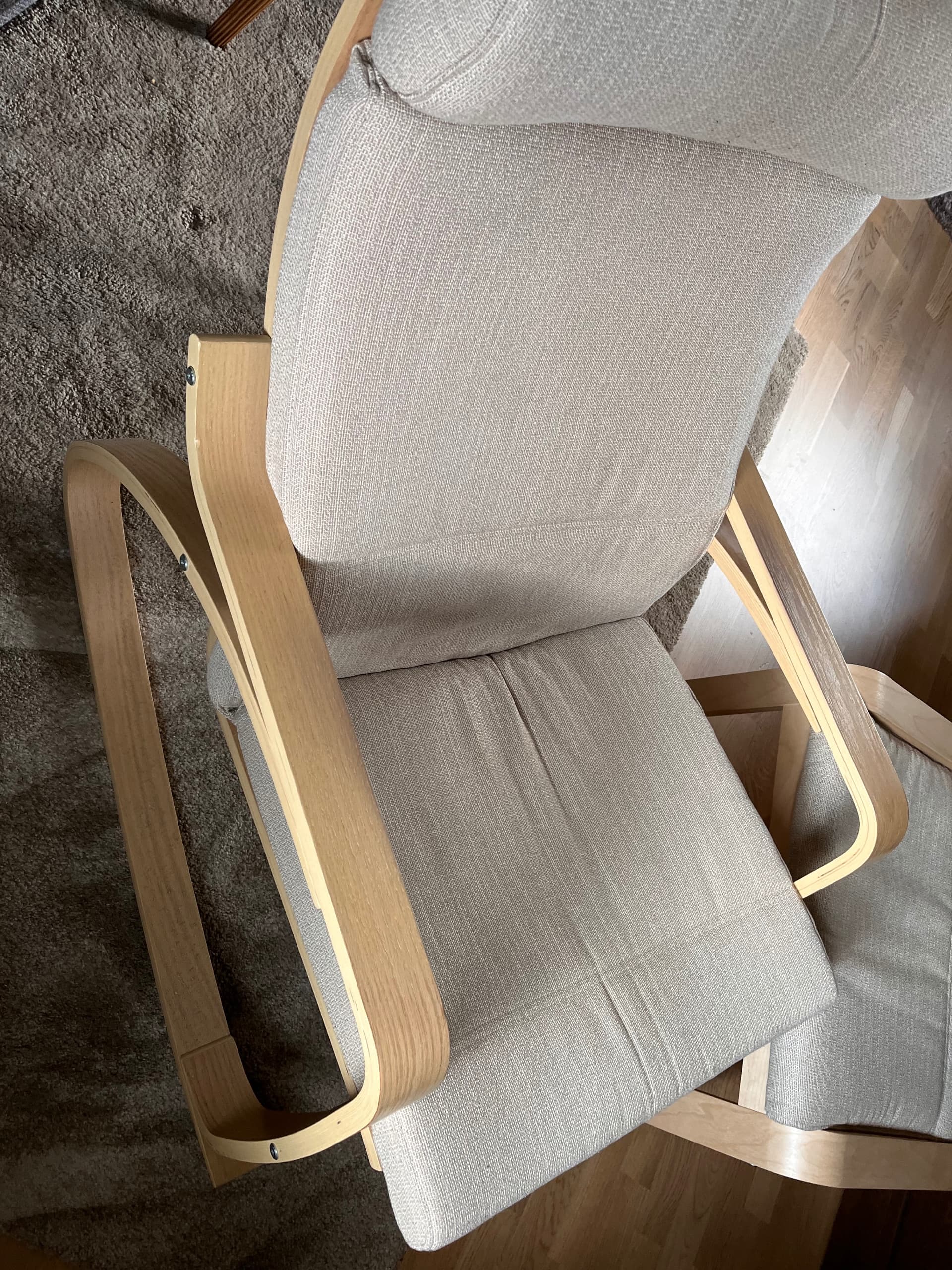 POÄNG children's armchair, birch veneer/Knisa light beige