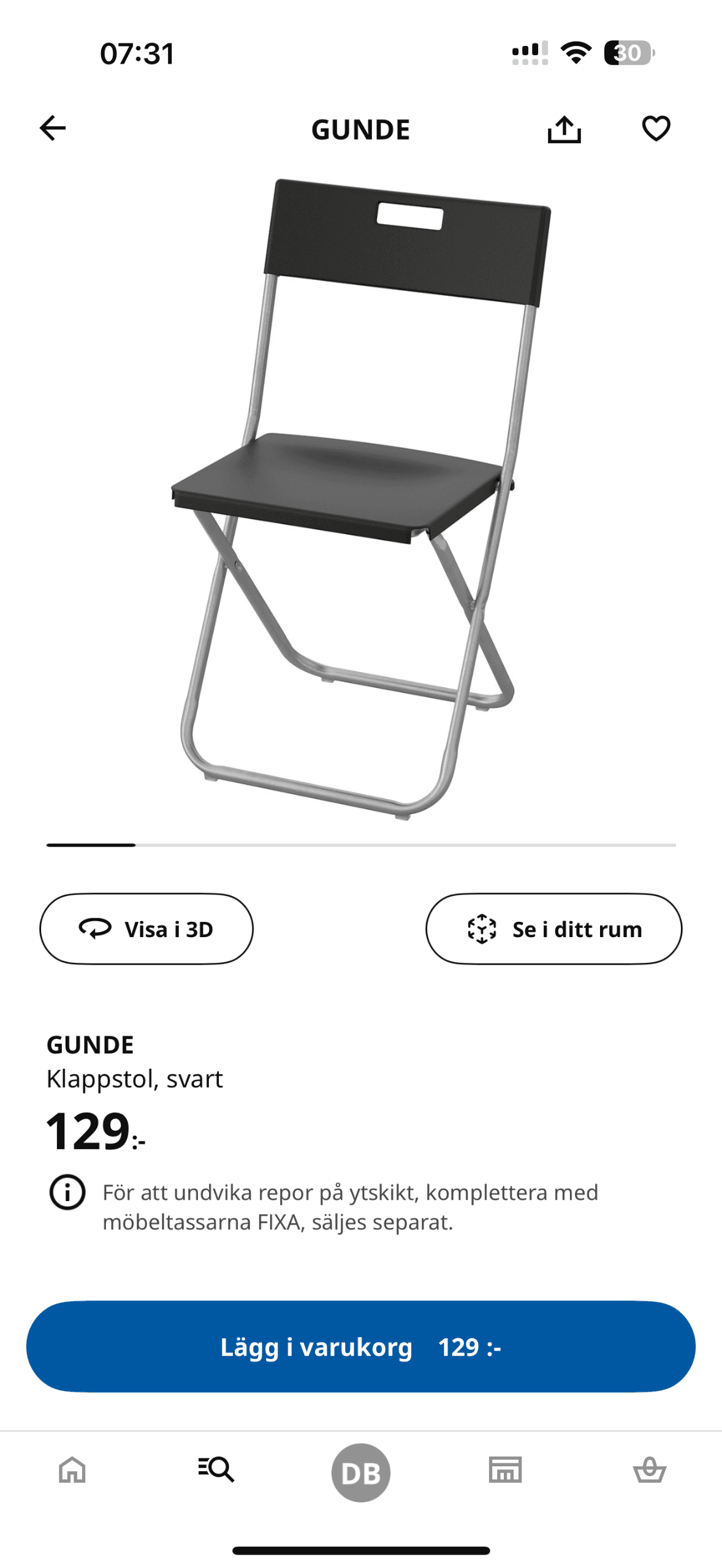 GUNDE folding chair, black