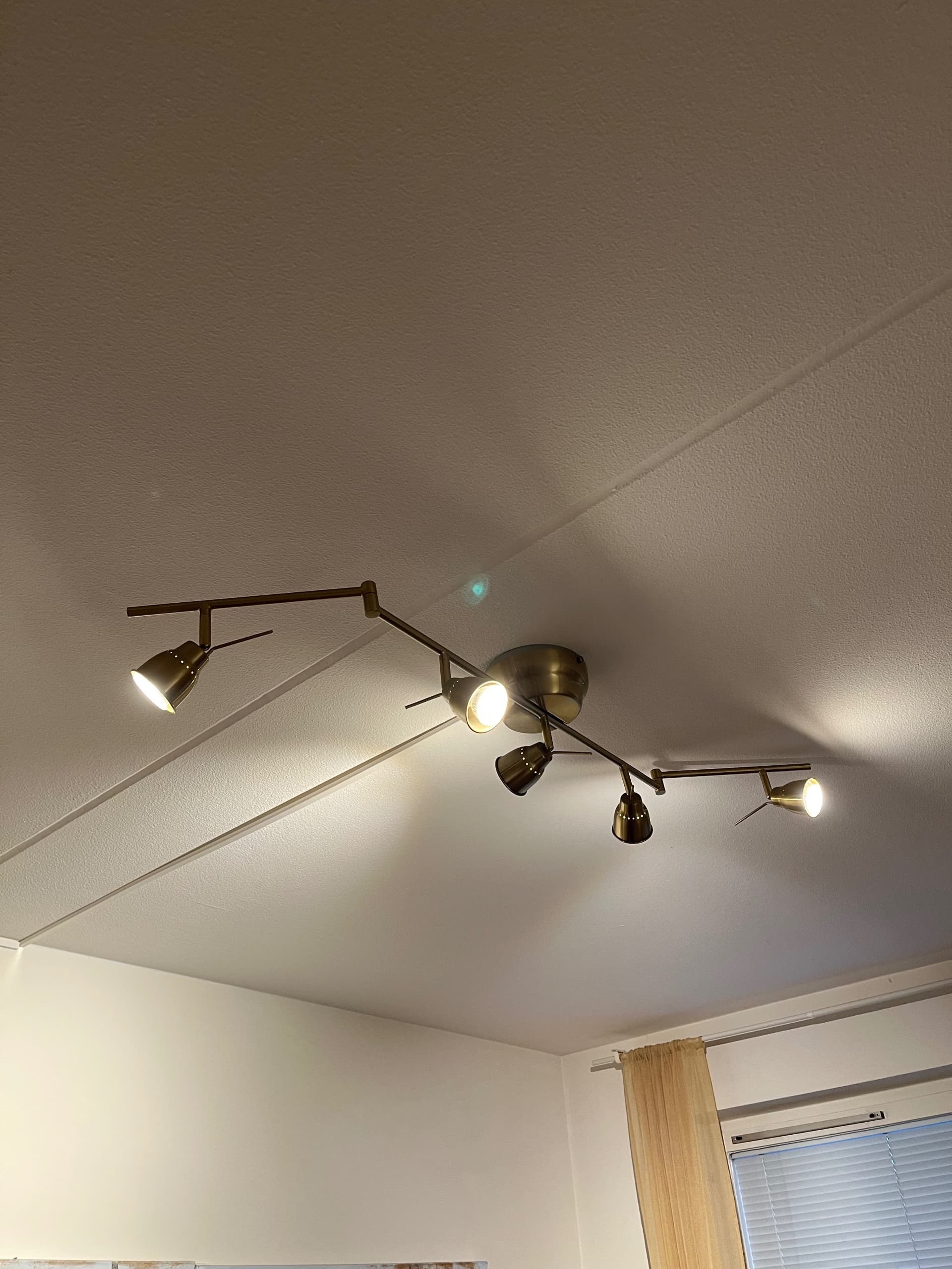 OBAROMETE ceiling track, 5-spots, brass-colour