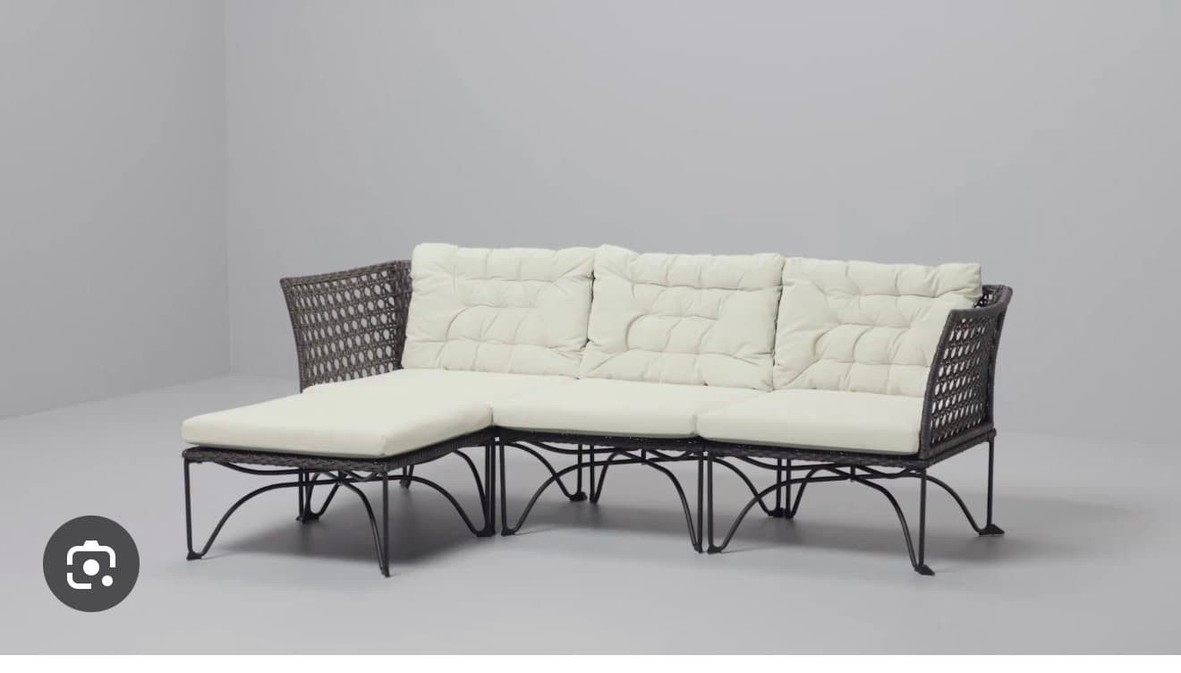 JUTHOLMEN LOUNGESET modulhörnsoffa, 3-sits, utomhus, mörkgrå/Kuddarna ljust gråbeige