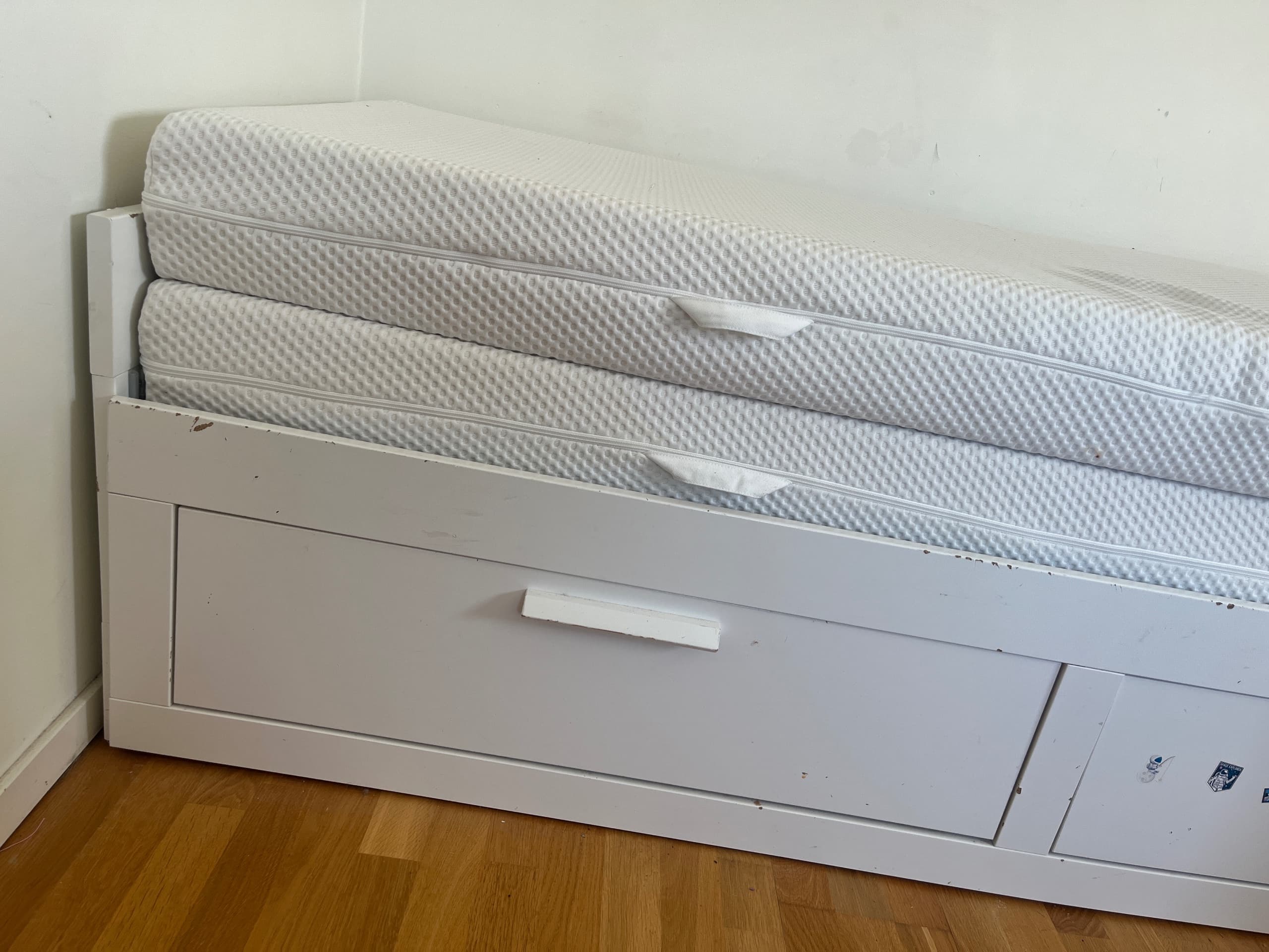 BRIMNES dagbäddstomme med 2 lådor, vit, 80x200 cm