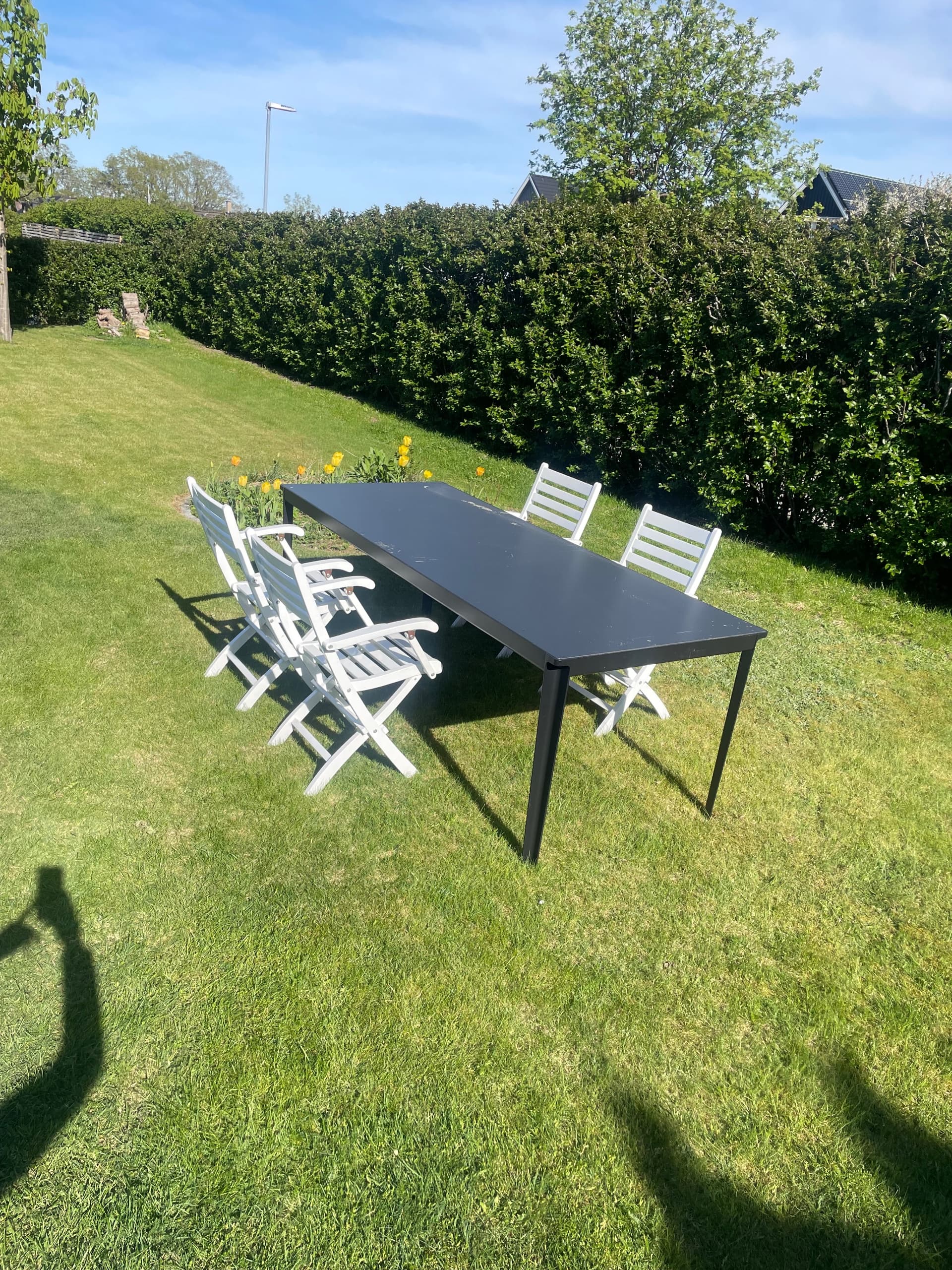 TEGELÖN table, outdoor, dark grey/black, 216x86 cm
