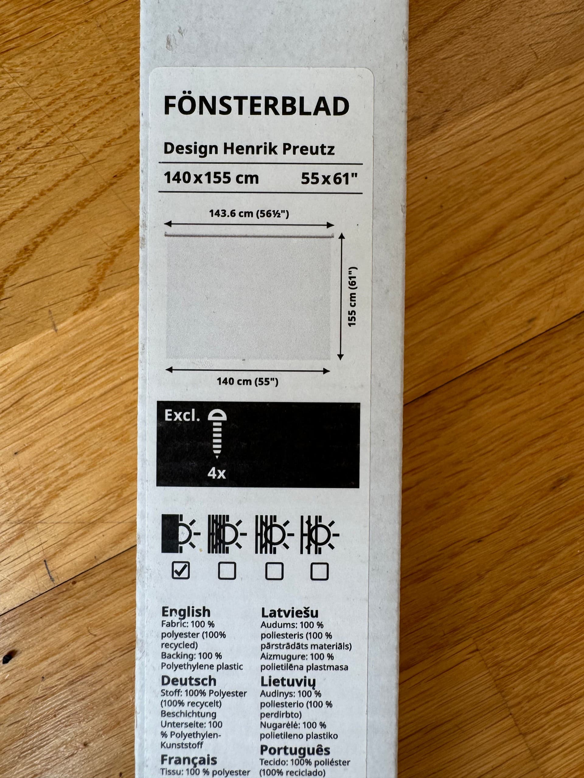 FÖNSTERBLAD block-out roller blind, white, 140x155 cm