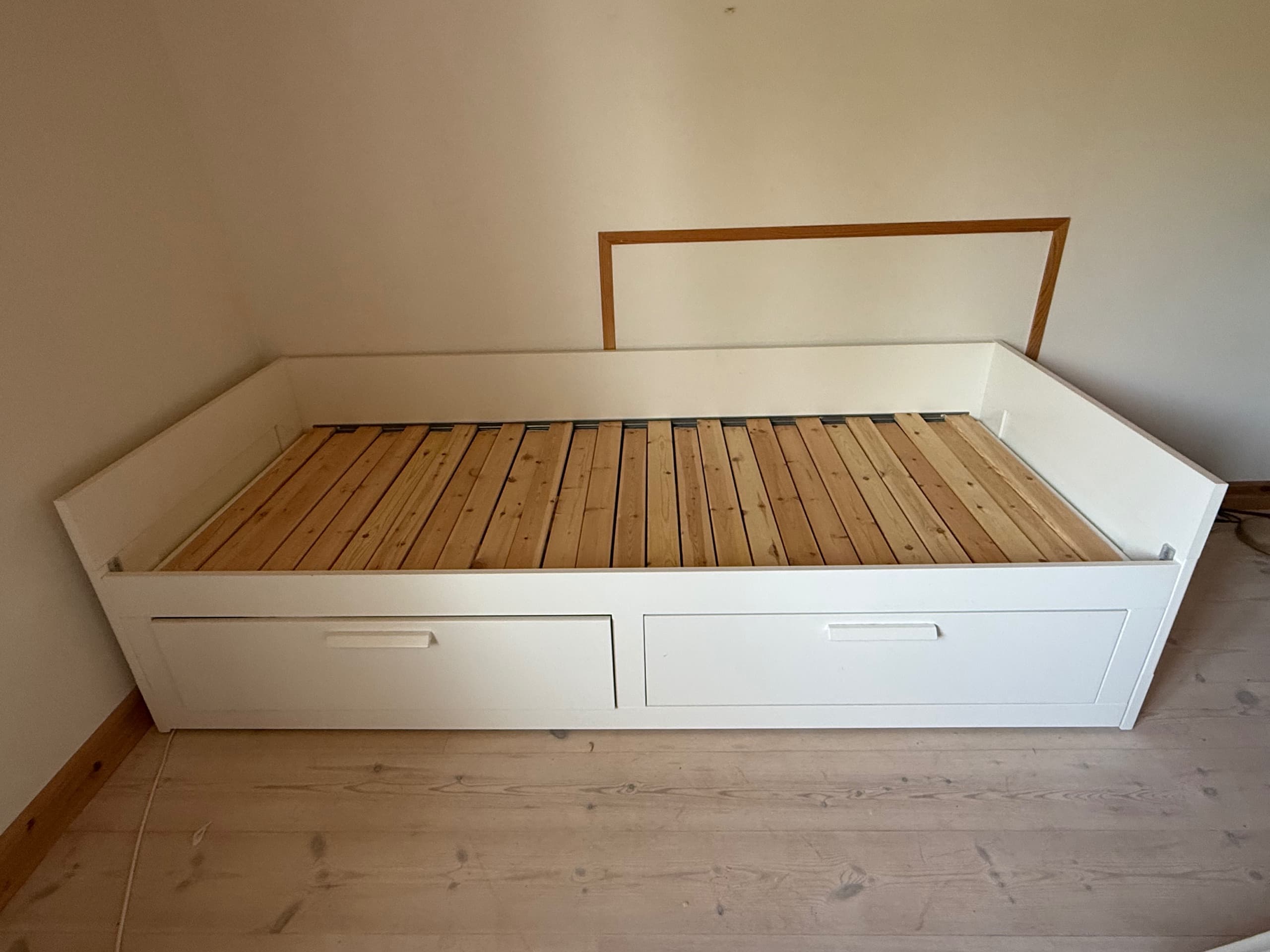 BRIMNES dagbäddstomme med 2 lådor, vit, 80x200 cm