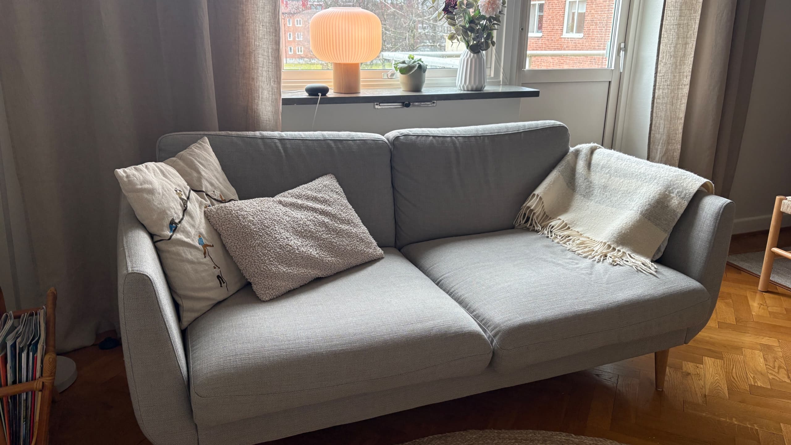 SMEDSTORP 3-sitssoffa, Viarp beige/brun/ek