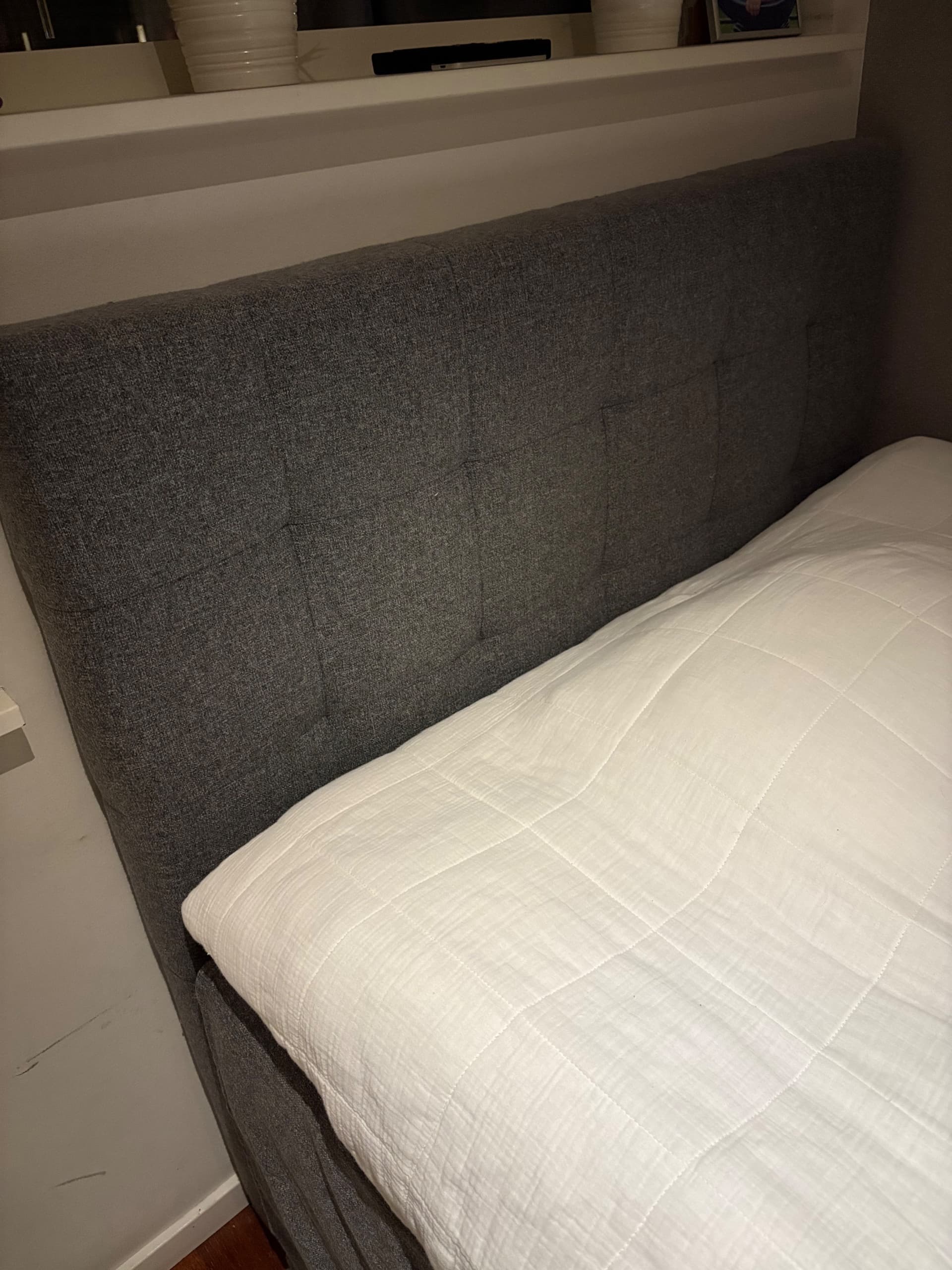 RYKKINN headboard, Gunnared medium grey, 120 cm