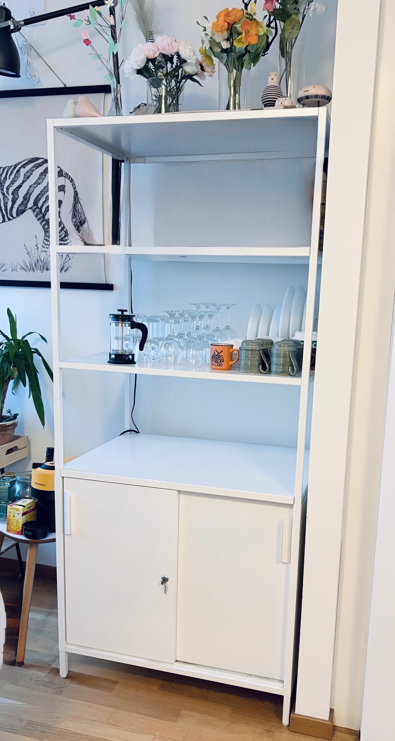 TROTTEN cabinet with sliding doors, white, 80x55x180 cm