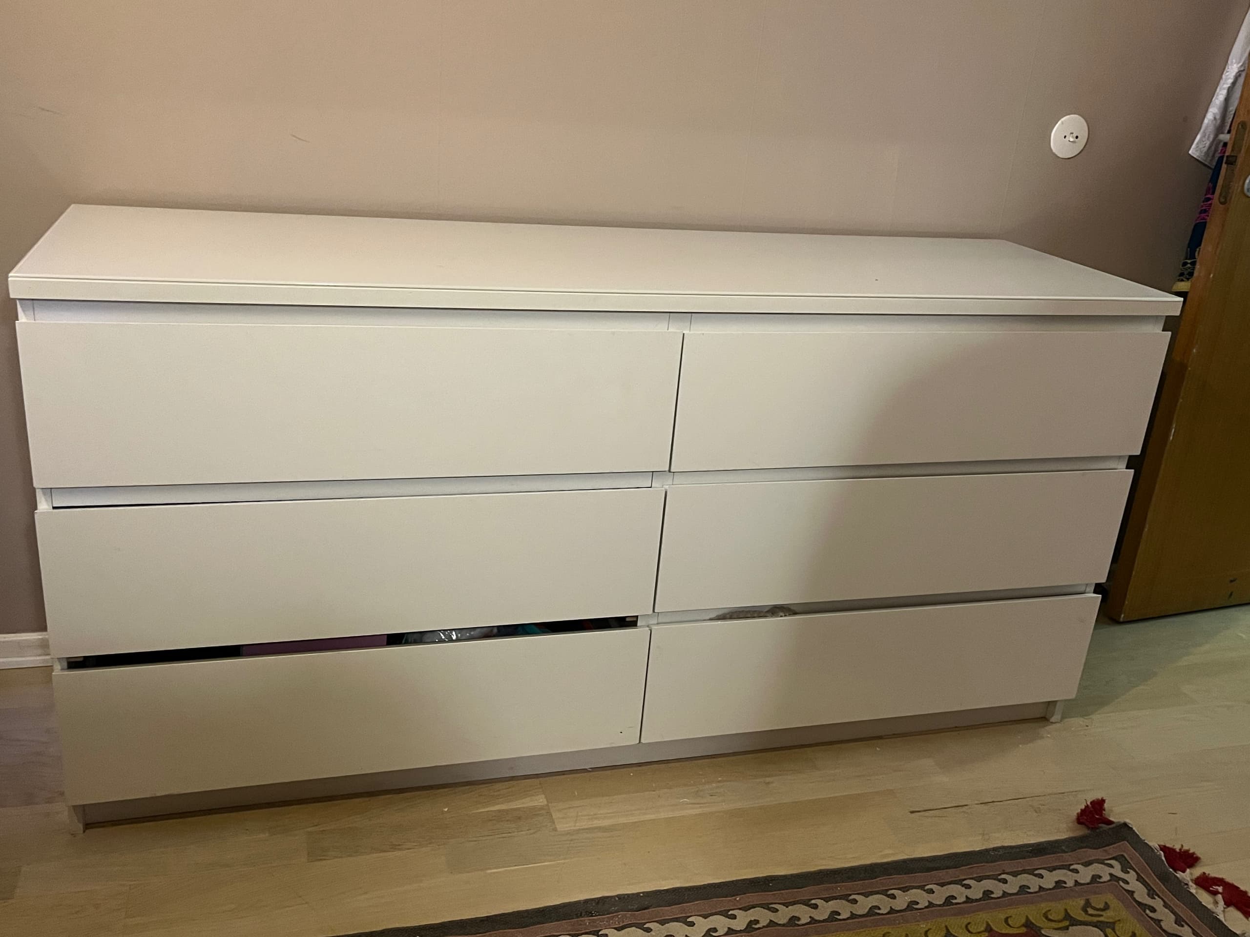 MALM Byrå med 6 lådor, vit, 160x78 cm