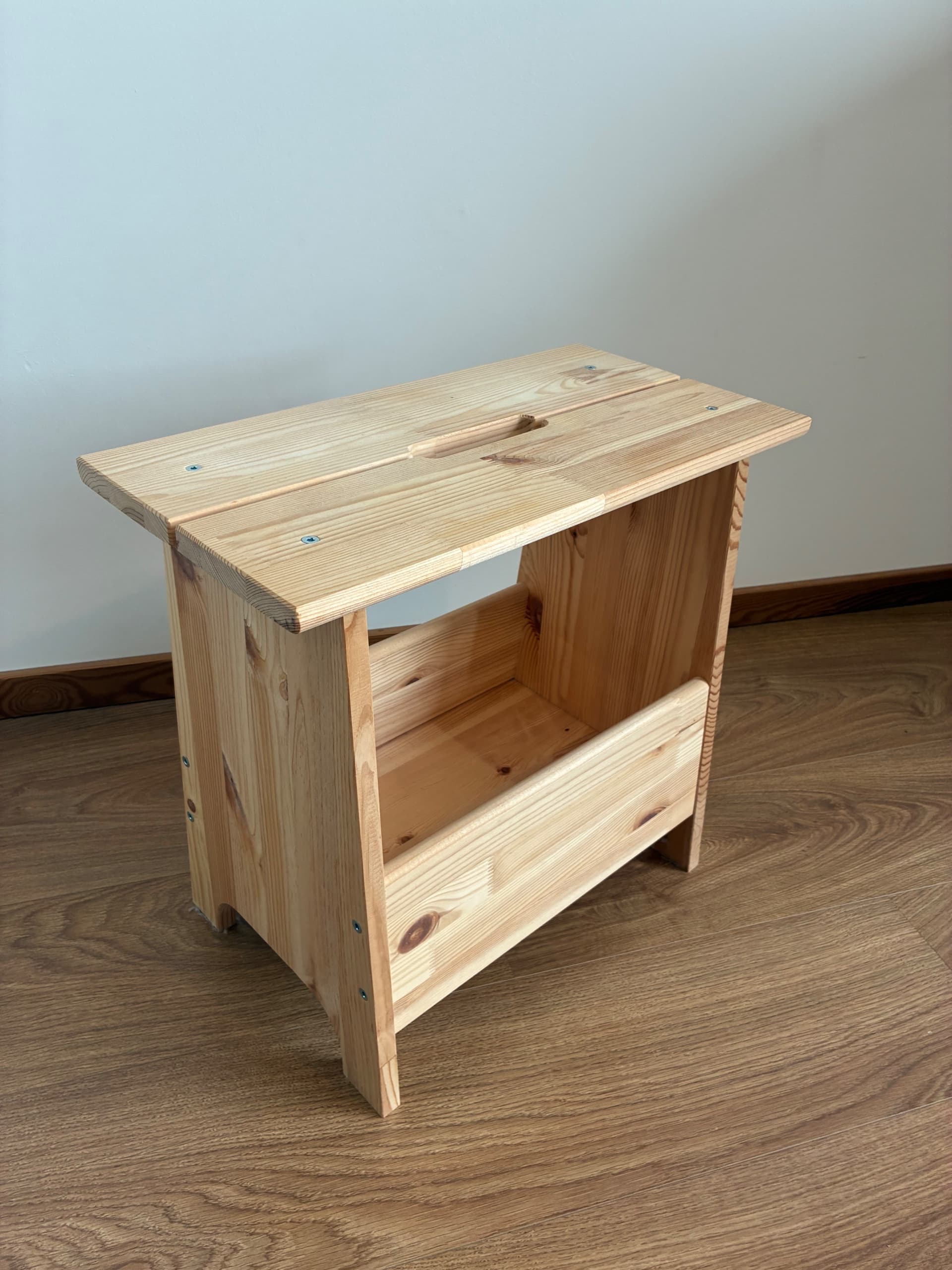 PERJOHAN stool with storage, pine