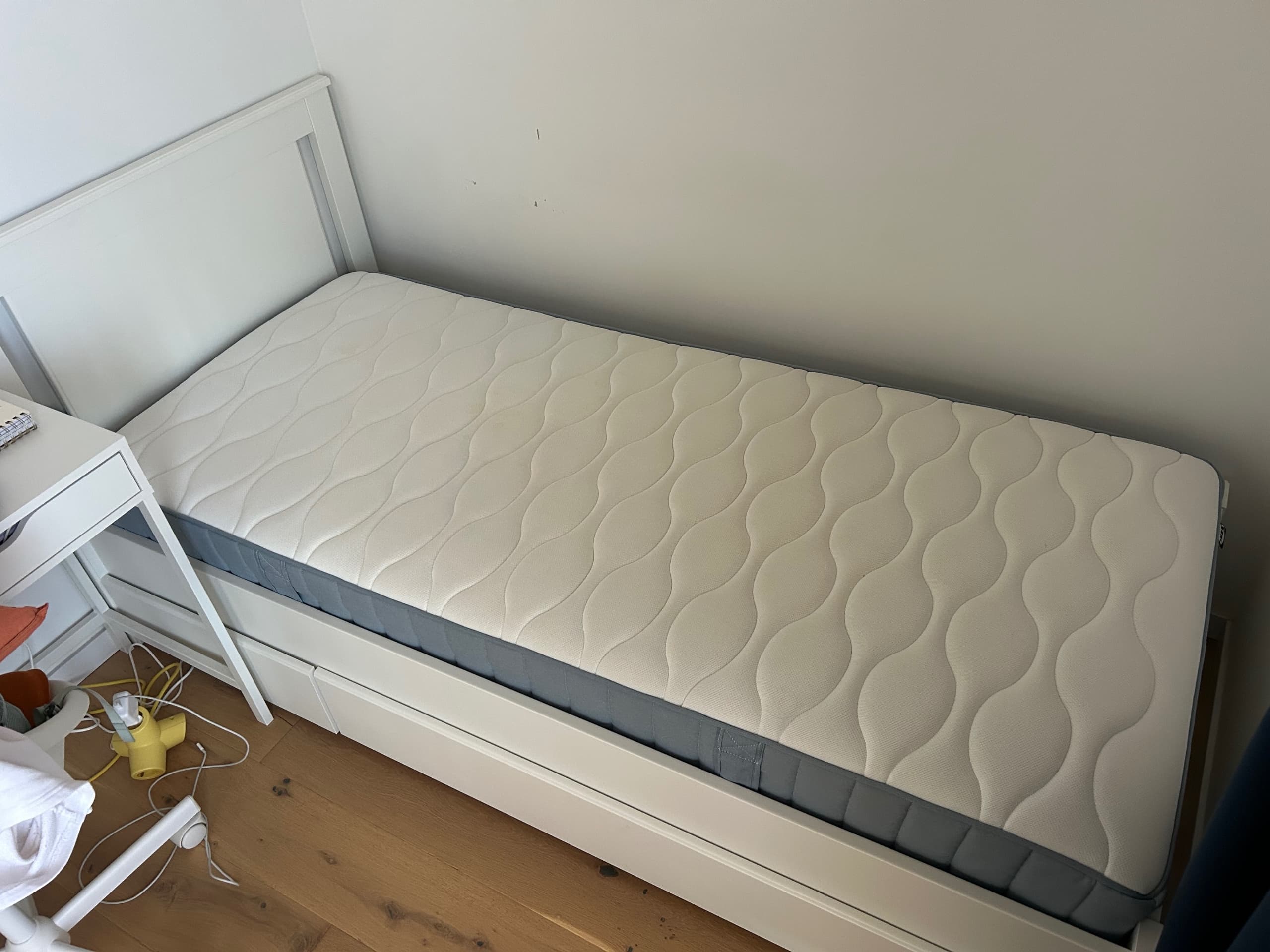 SONGESAND sängstomme med 2 sänglådor, vit, 90x200 cm